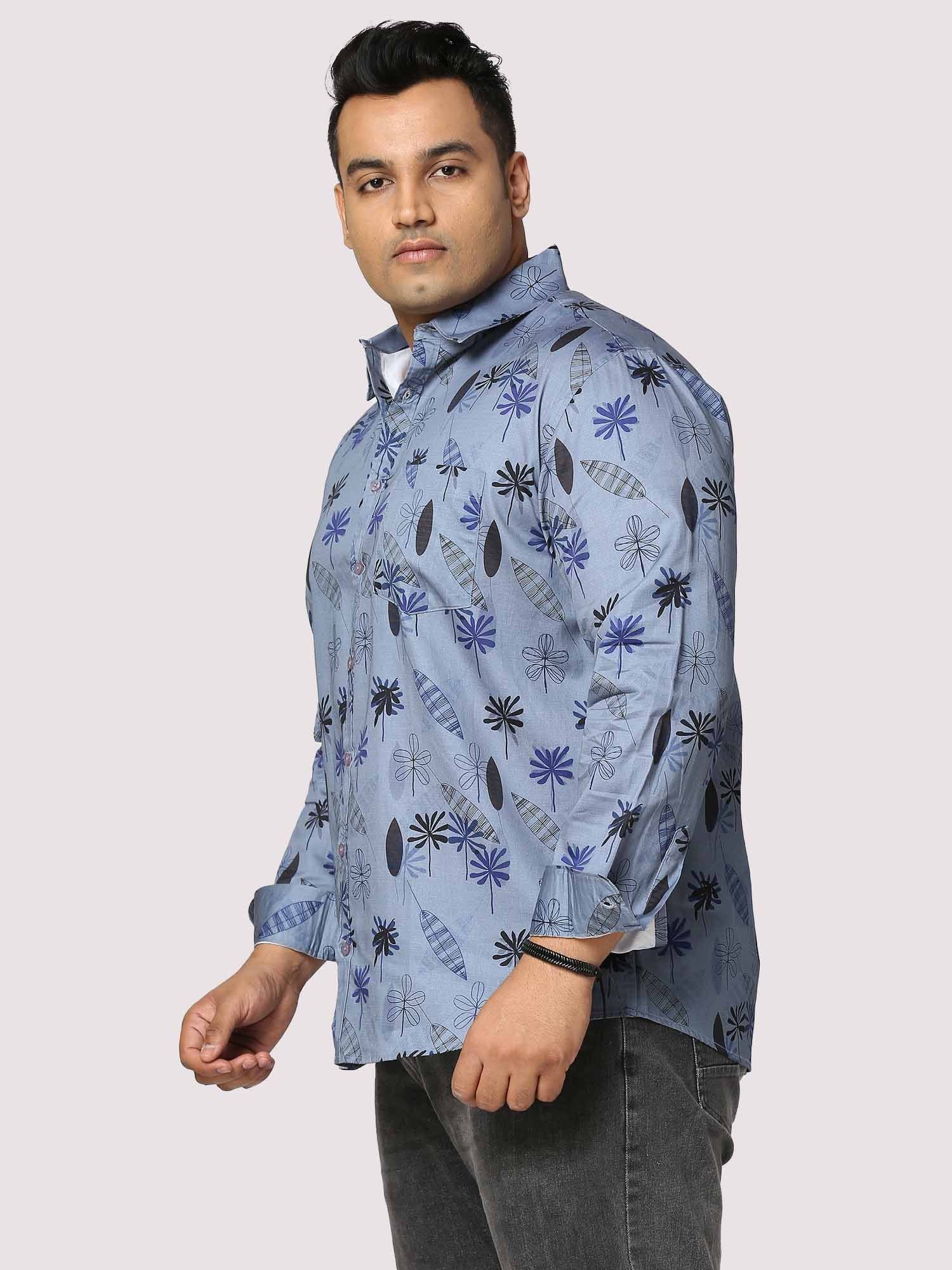 Teal Leaf Digital Printed Full Sleeve Men's Plus Size - Guniaa Fashions