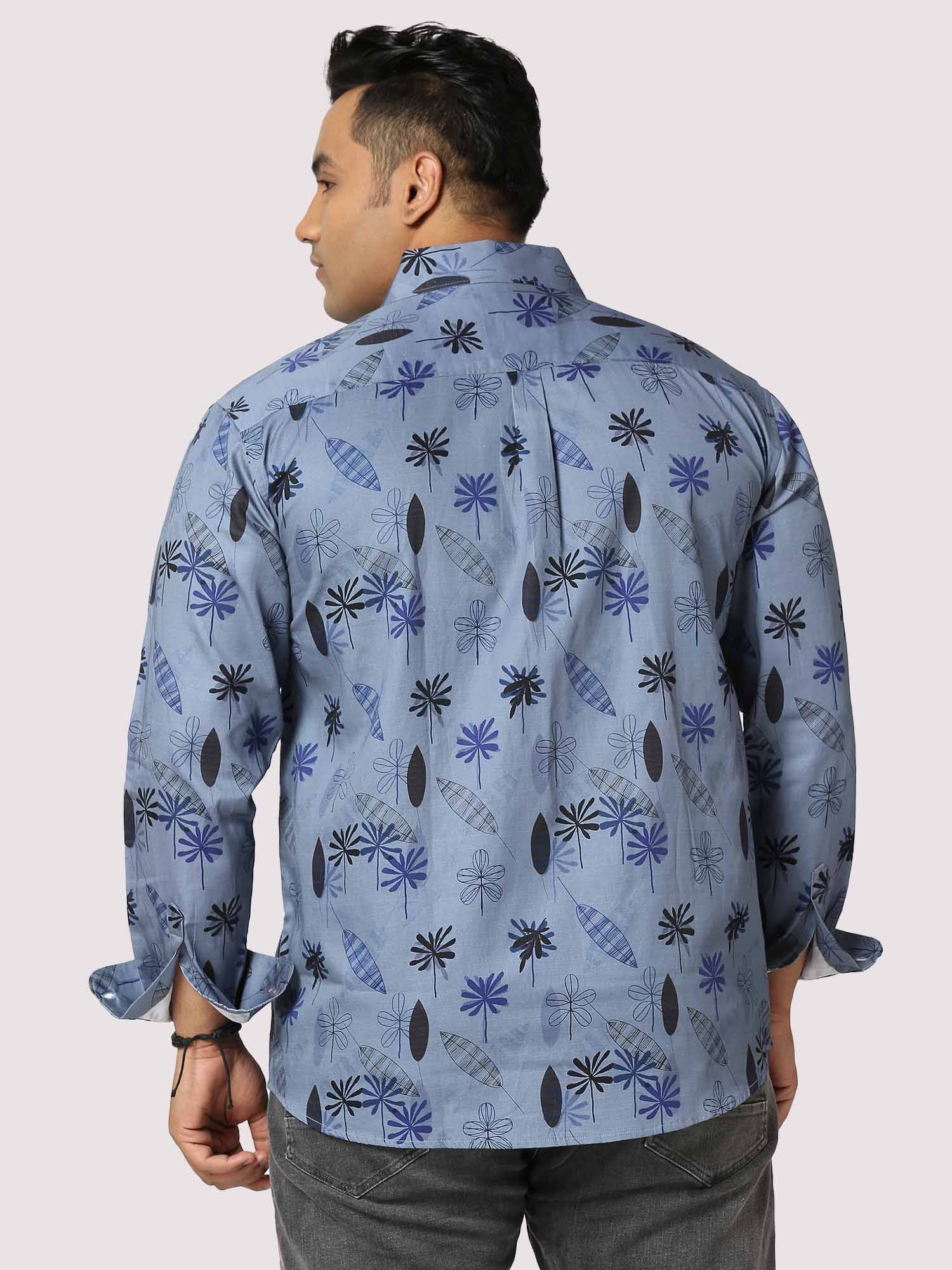 Teal Leaf Digital Printed Full Sleeve Men's Plus Size - Guniaa Fashions