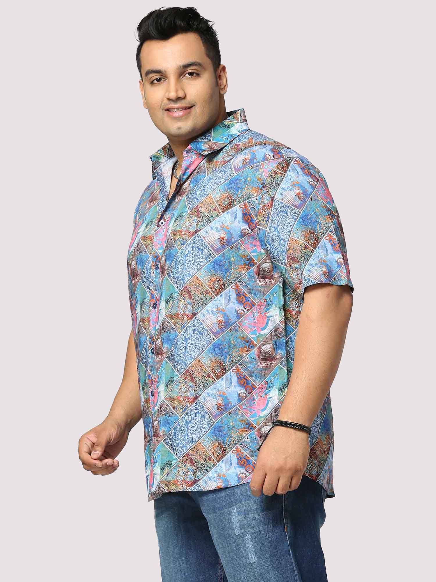 Tech Digital Printed Half Shirt Men's Plus Size - Guniaa Fashions