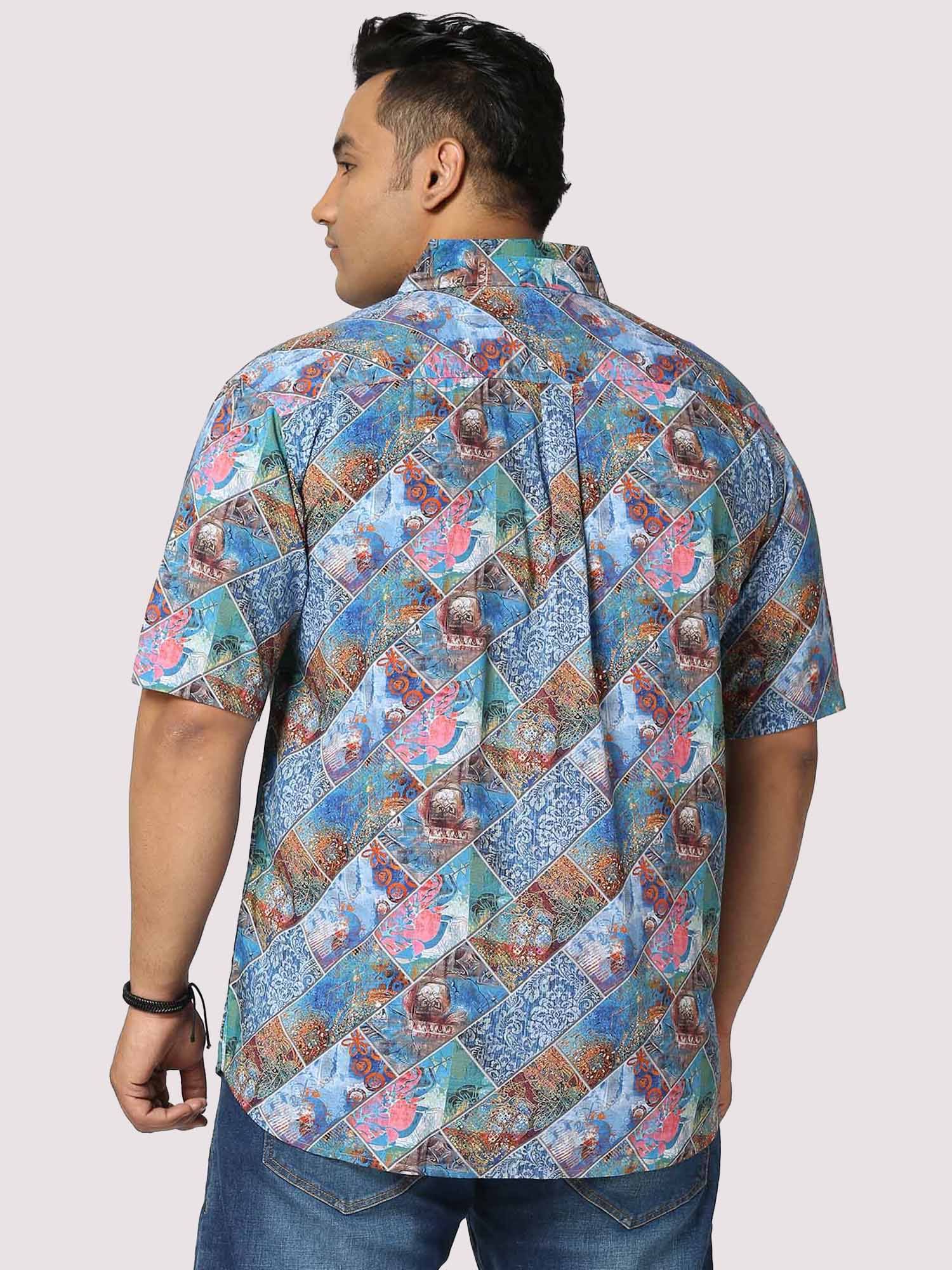 Tech Digital Printed Half Shirt Men's Plus Size - Guniaa Fashions