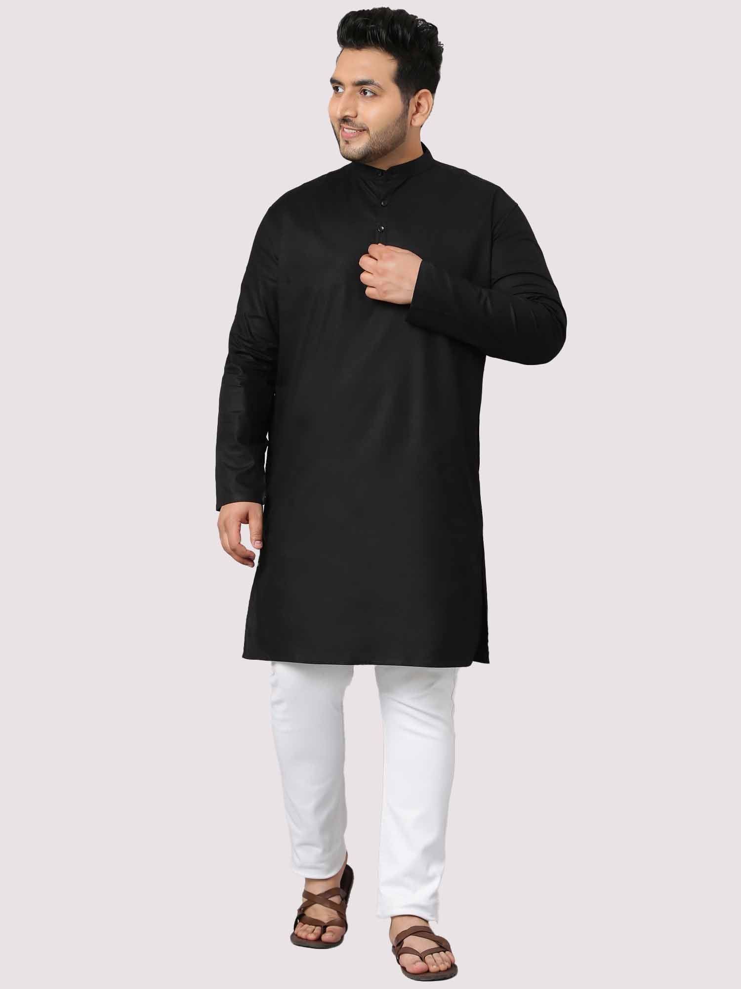 The Hailing Mystery Solid Black Kurta Men's Plus Size - Guniaa Fashions