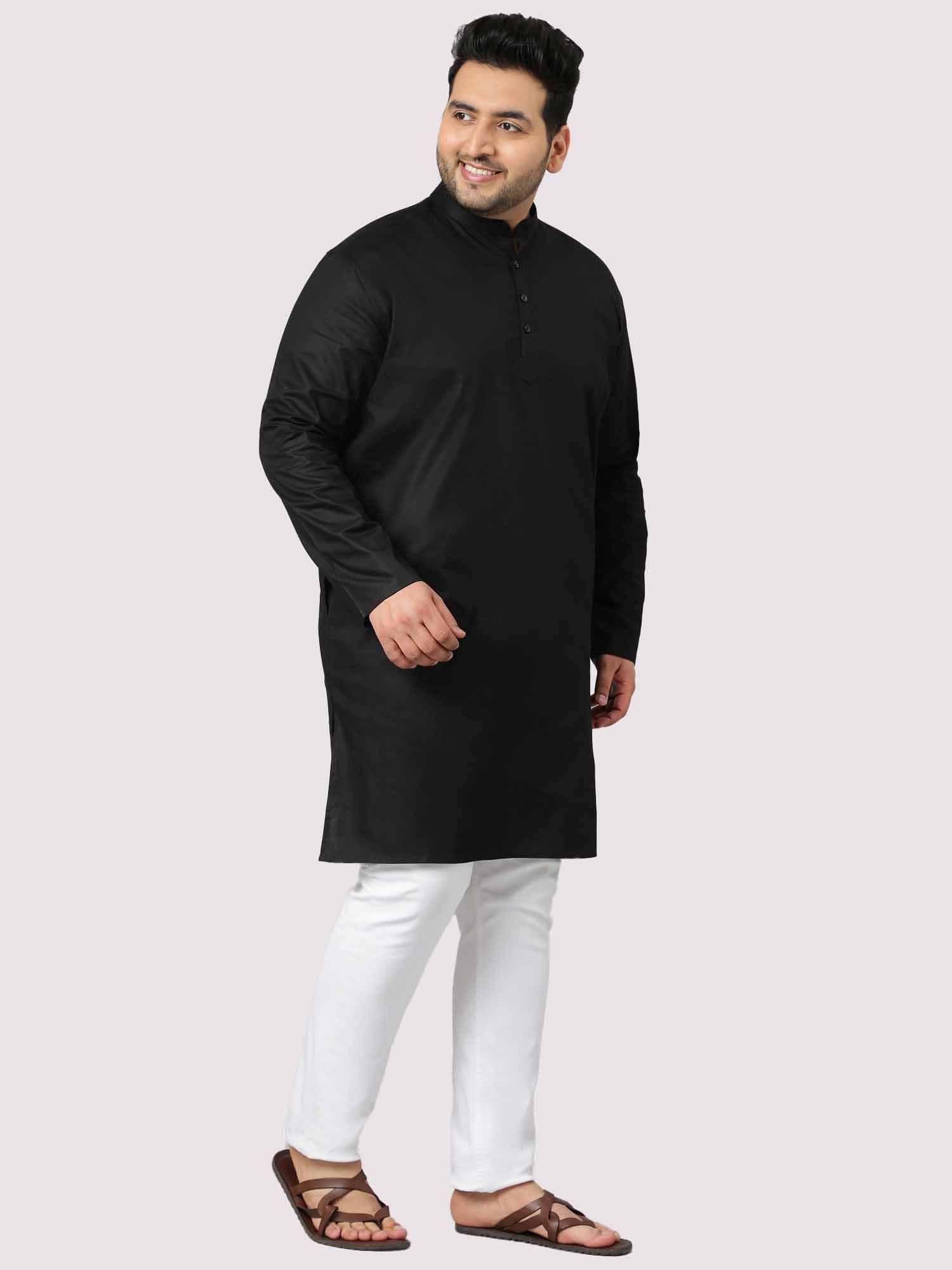 The Hailing Mystery Solid Black Kurta Men's Plus Size - Guniaa Fashions