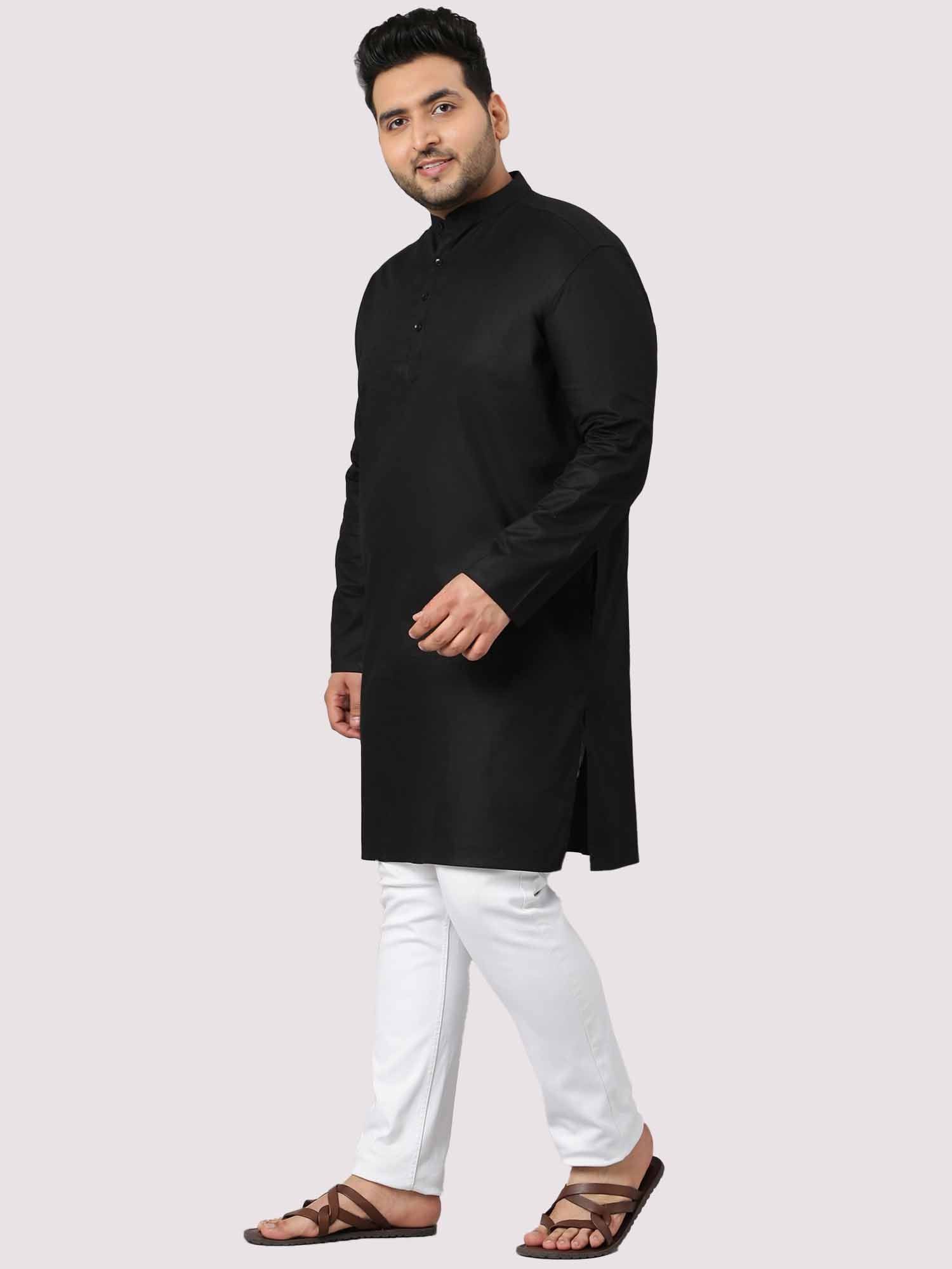 The Hailing Mystery Solid Black Kurta Men's Plus Size - Guniaa Fashions