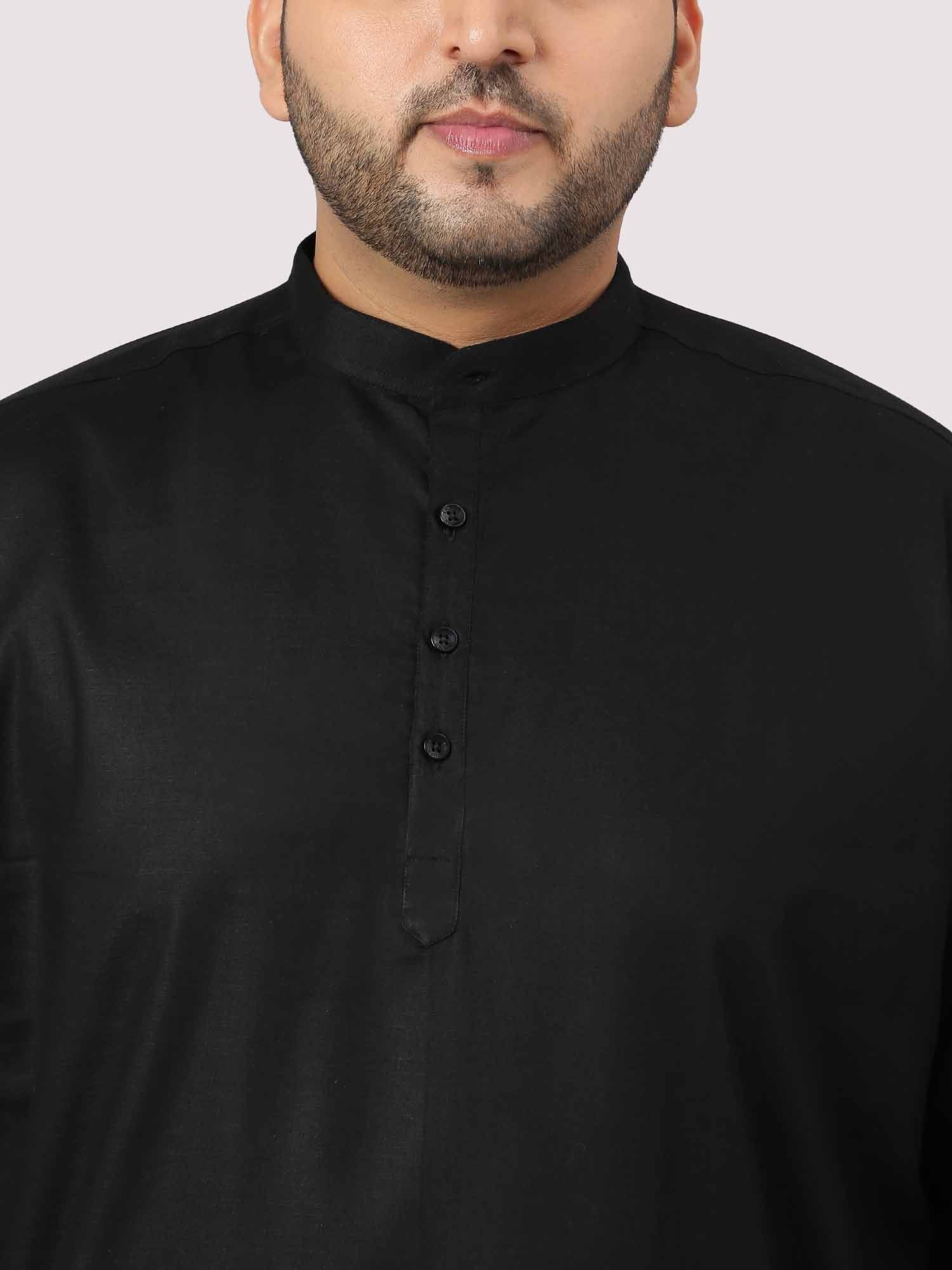 The Hailing Mystery Solid Black Kurta Men's Plus Size - Guniaa Fashions