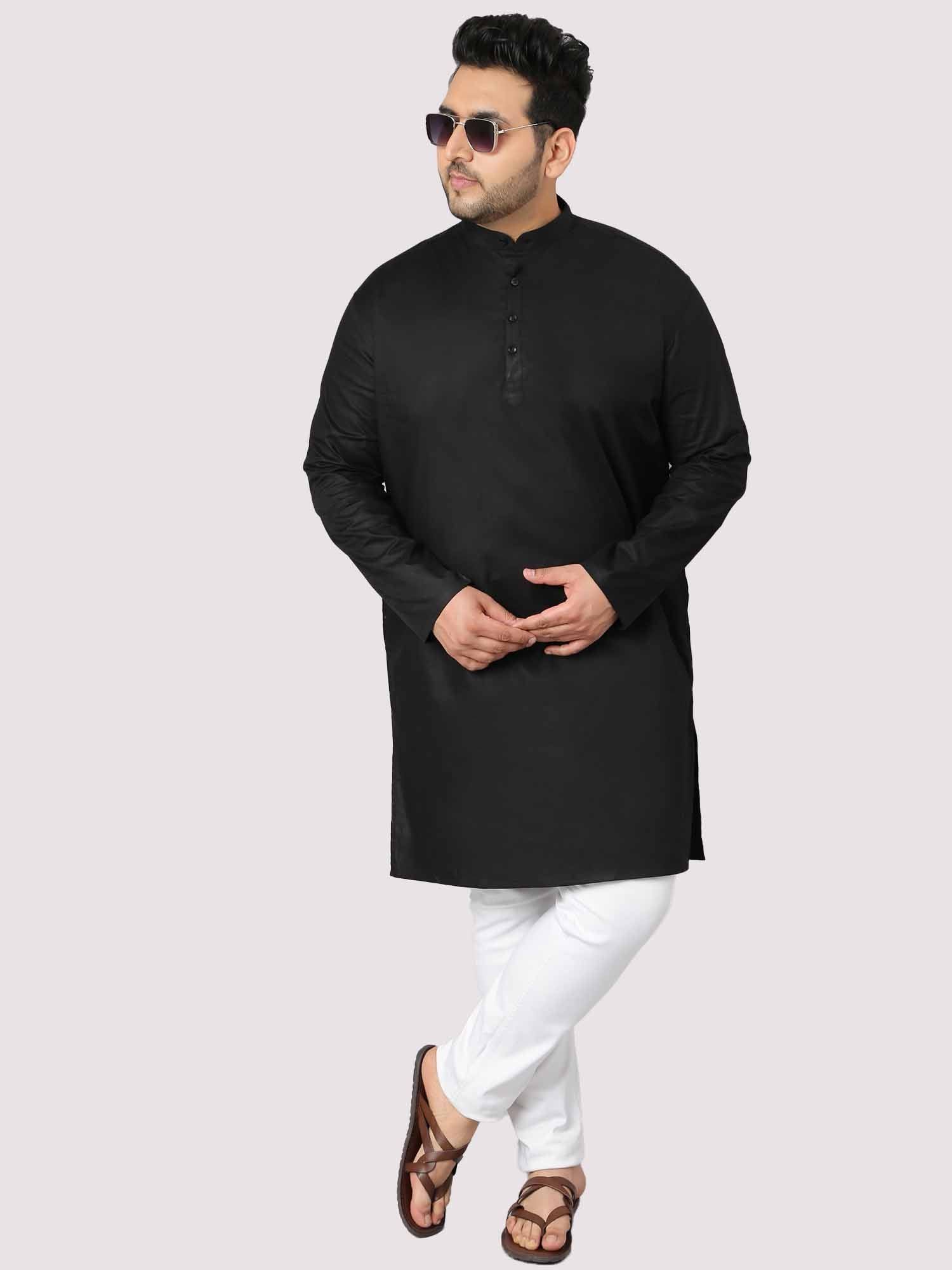 The Hailing Mystery Solid Black Kurta Men's Plus Size - Guniaa Fashions