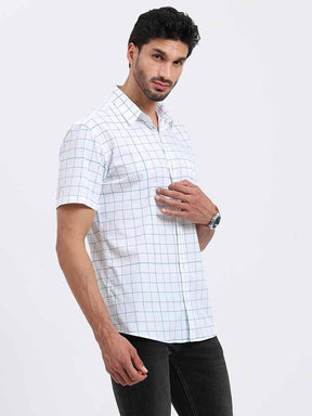Thin Line Checks Printed Half Sleeve Shirt - Guniaa Fashions