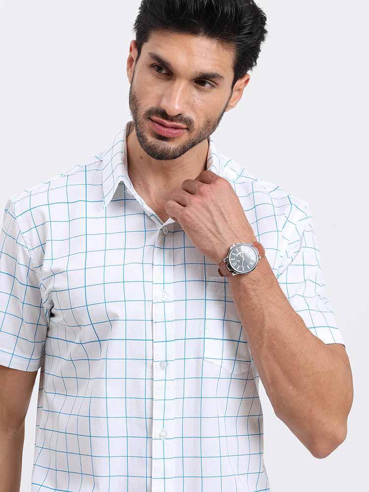 Thin Line Checks Printed Half Sleeve Shirt - Guniaa Fashions