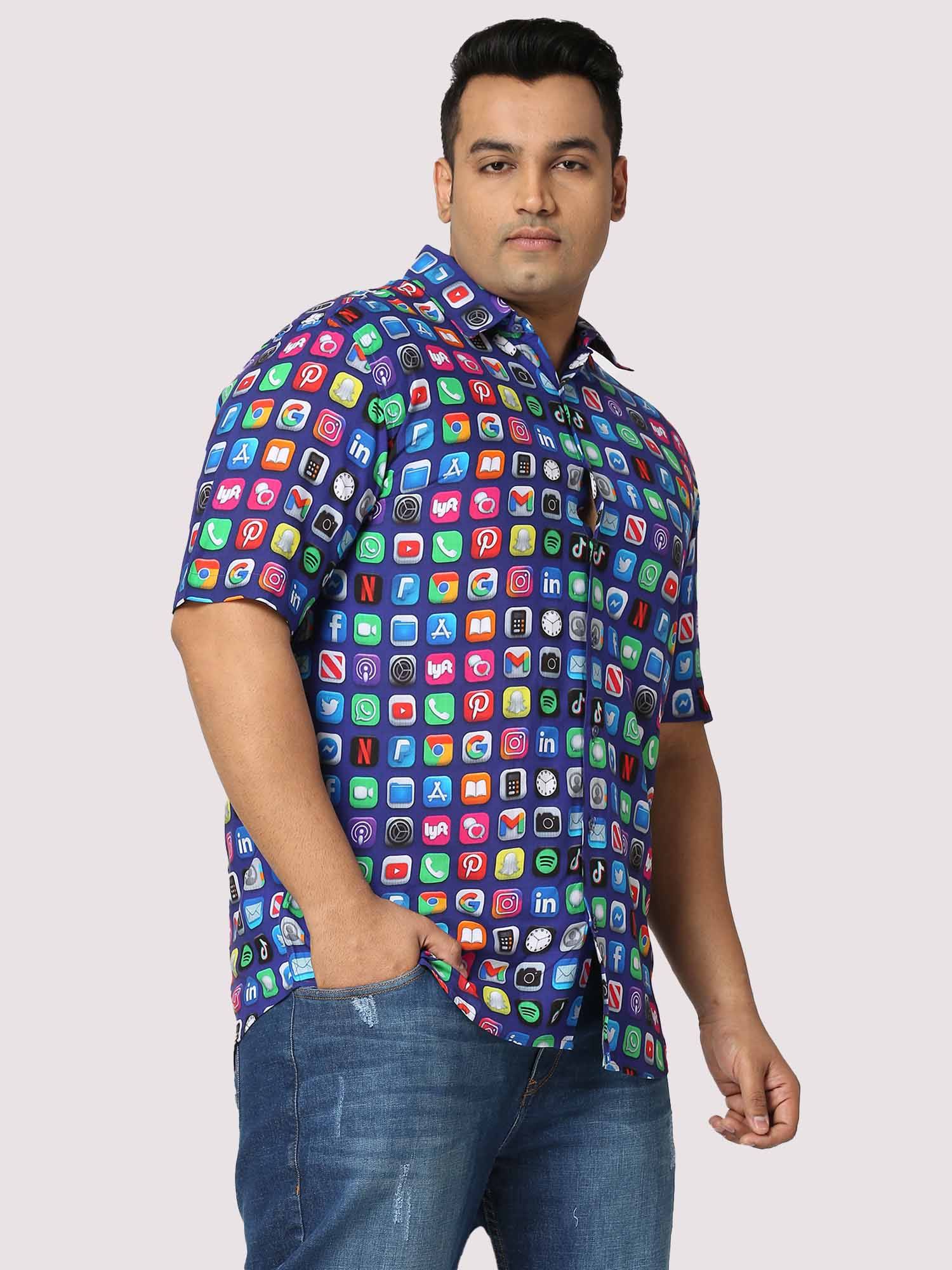 TikTok Digital Printed Half Shirt Men's Plus Size - Guniaa Fashions