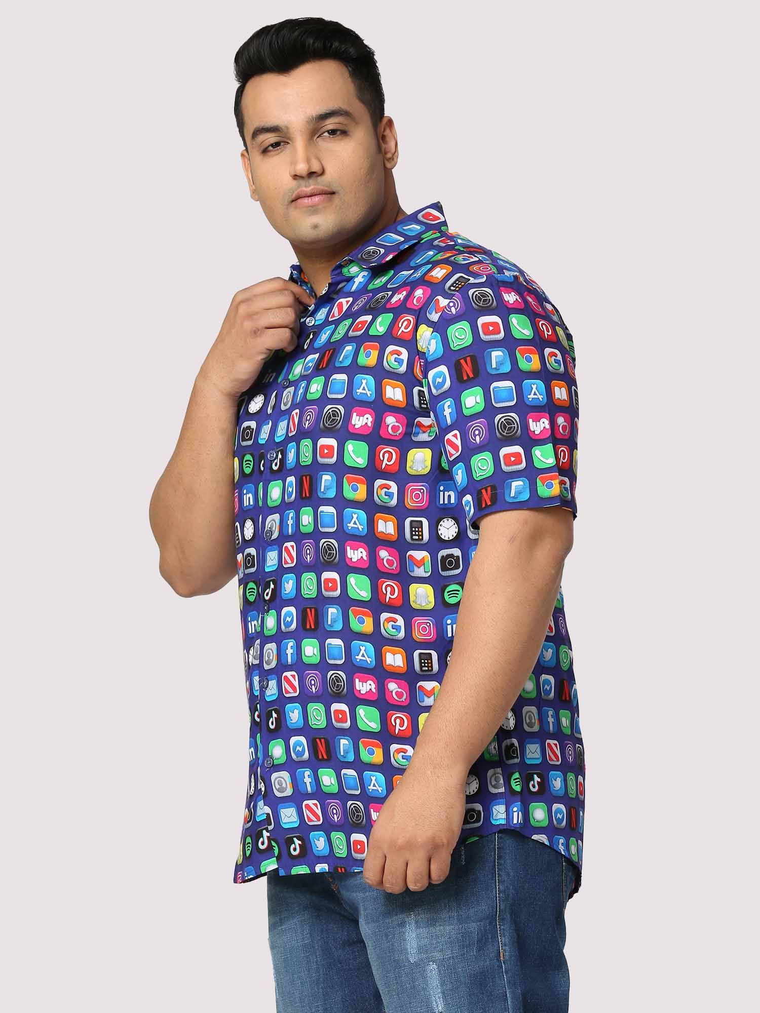 TikTok Digital Printed Half Shirt Men's Plus Size - Guniaa Fashions