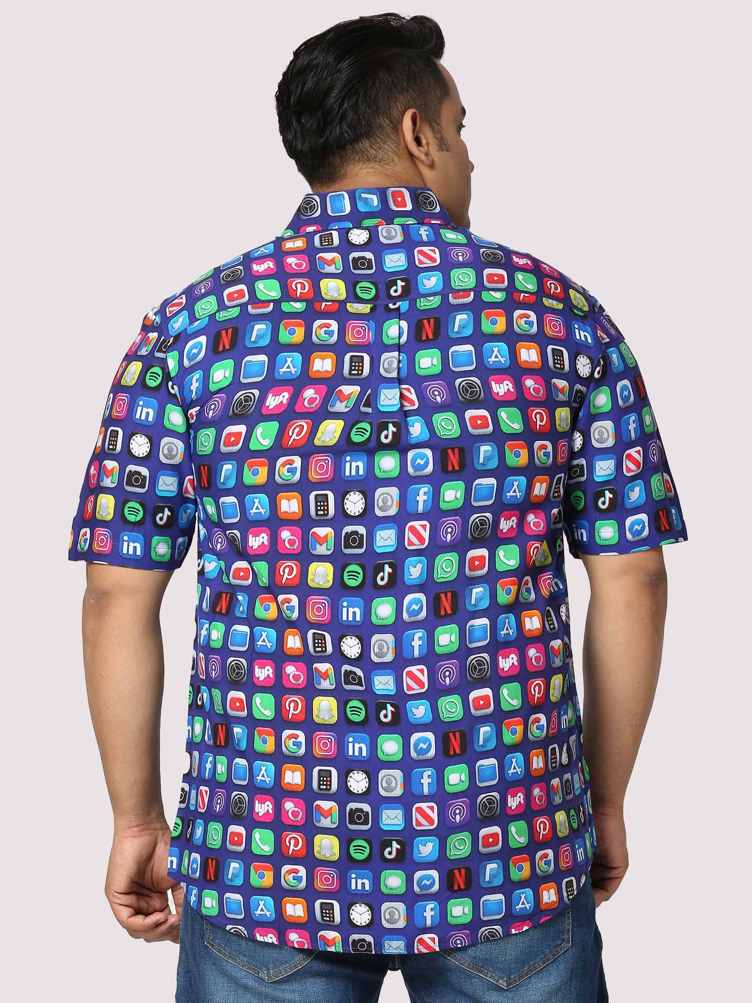 TikTok Digital Printed Half Shirt Men's Plus Size - Guniaa Fashions