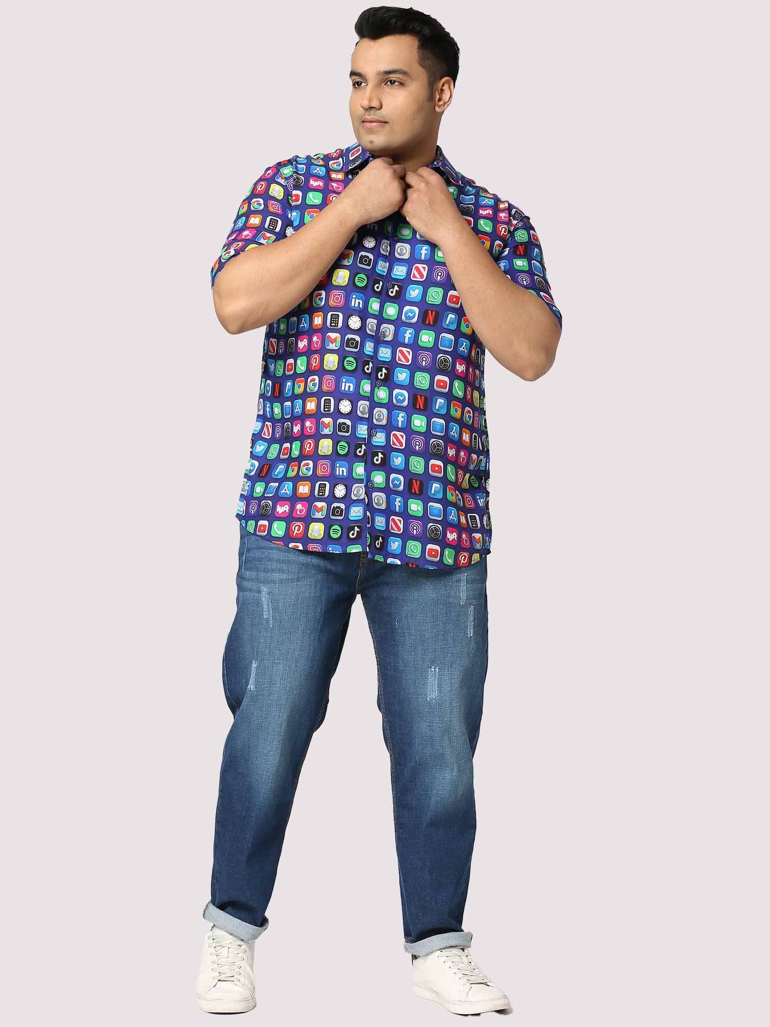 TikTok Digital Printed Half Shirt Men's Plus Size - Guniaa Fashions