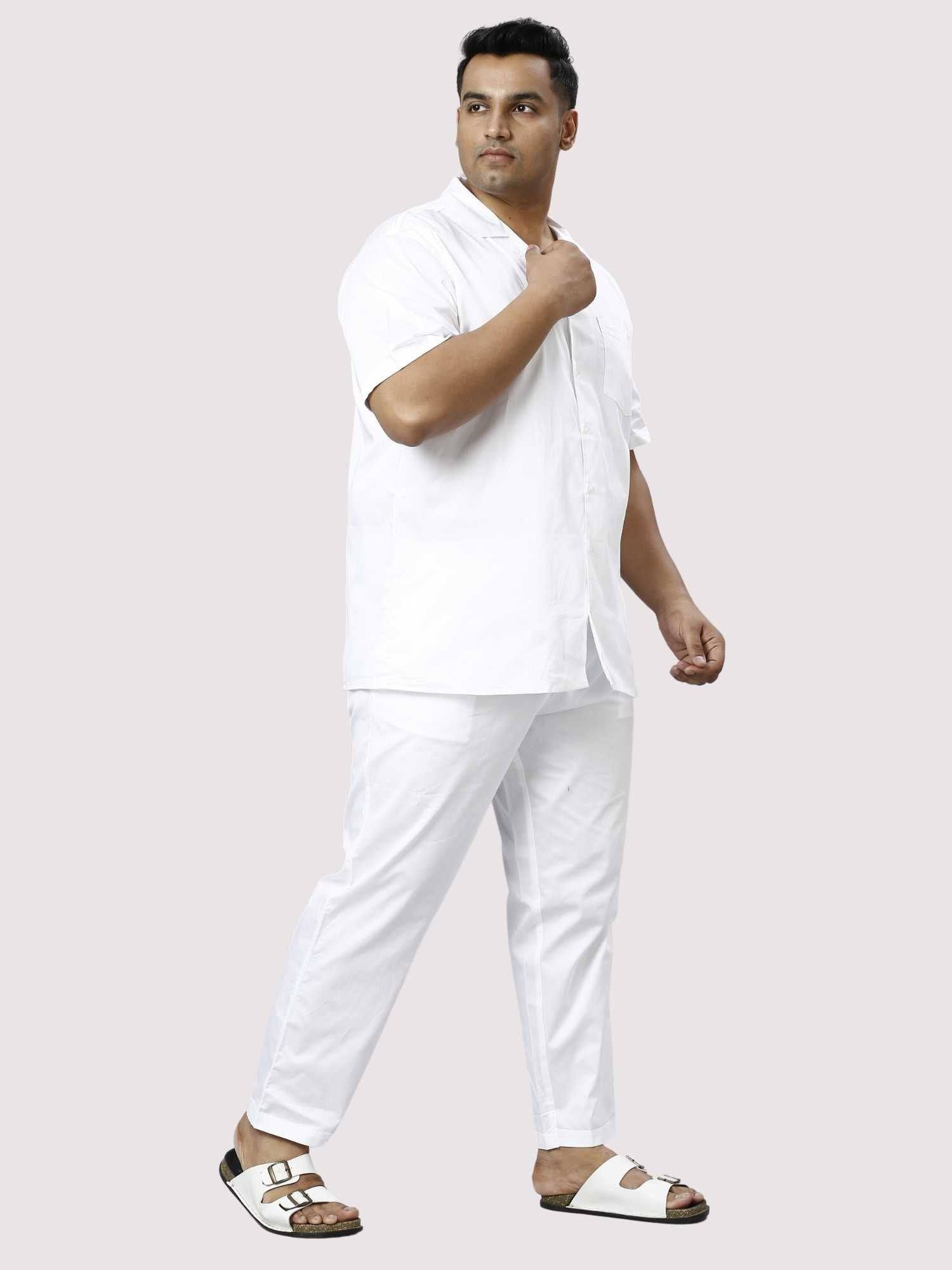 Titan Solid White Full Co-ords Set Men's Plus Size - Guniaa Fashions