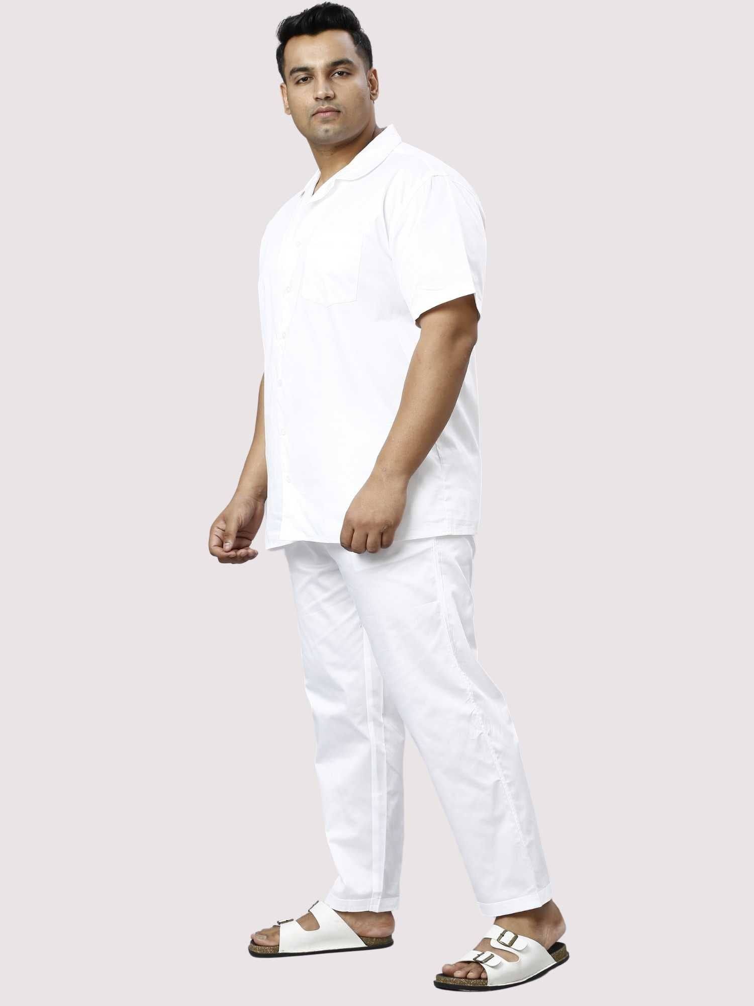 Titan Solid White Full Co-ords Set Men's Plus Size - Guniaa Fashions