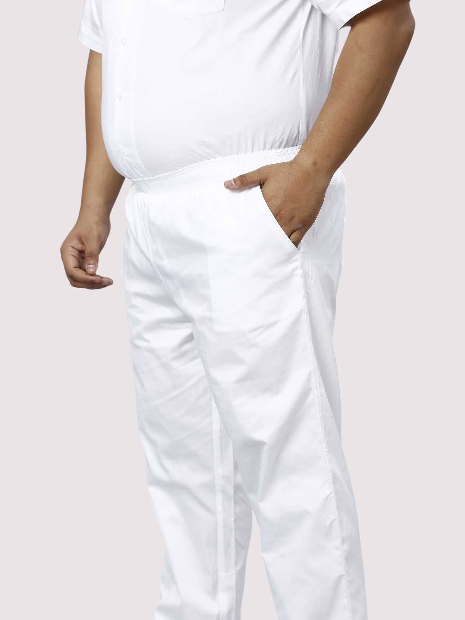 Titan Solid White Full Co-ords Set Men's Plus Size - Guniaa Fashions