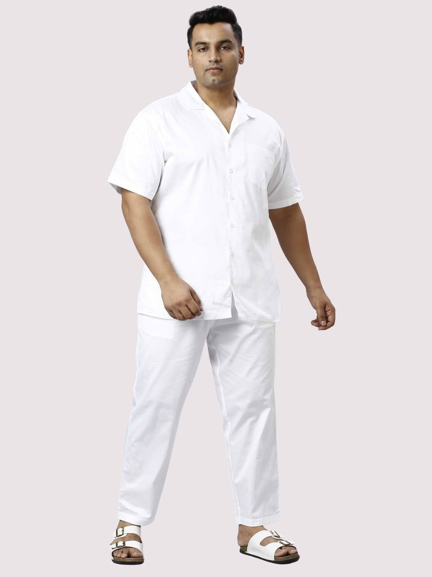 Titan Solid White Full Co-ords Set Men's Plus Size - Guniaa Fashions