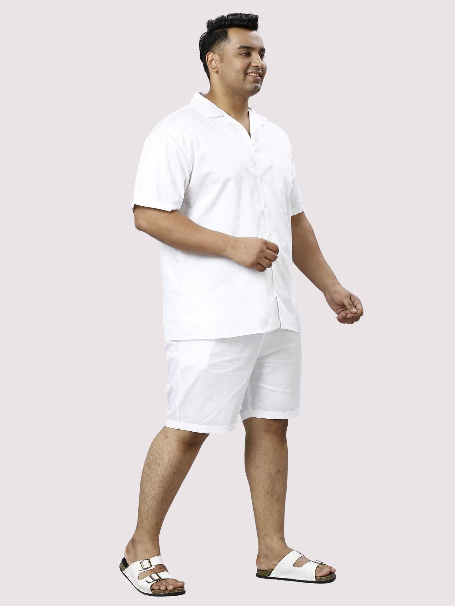 Titan Solid White Half Co-ords Set Men's Plus Size - Guniaa Fashions