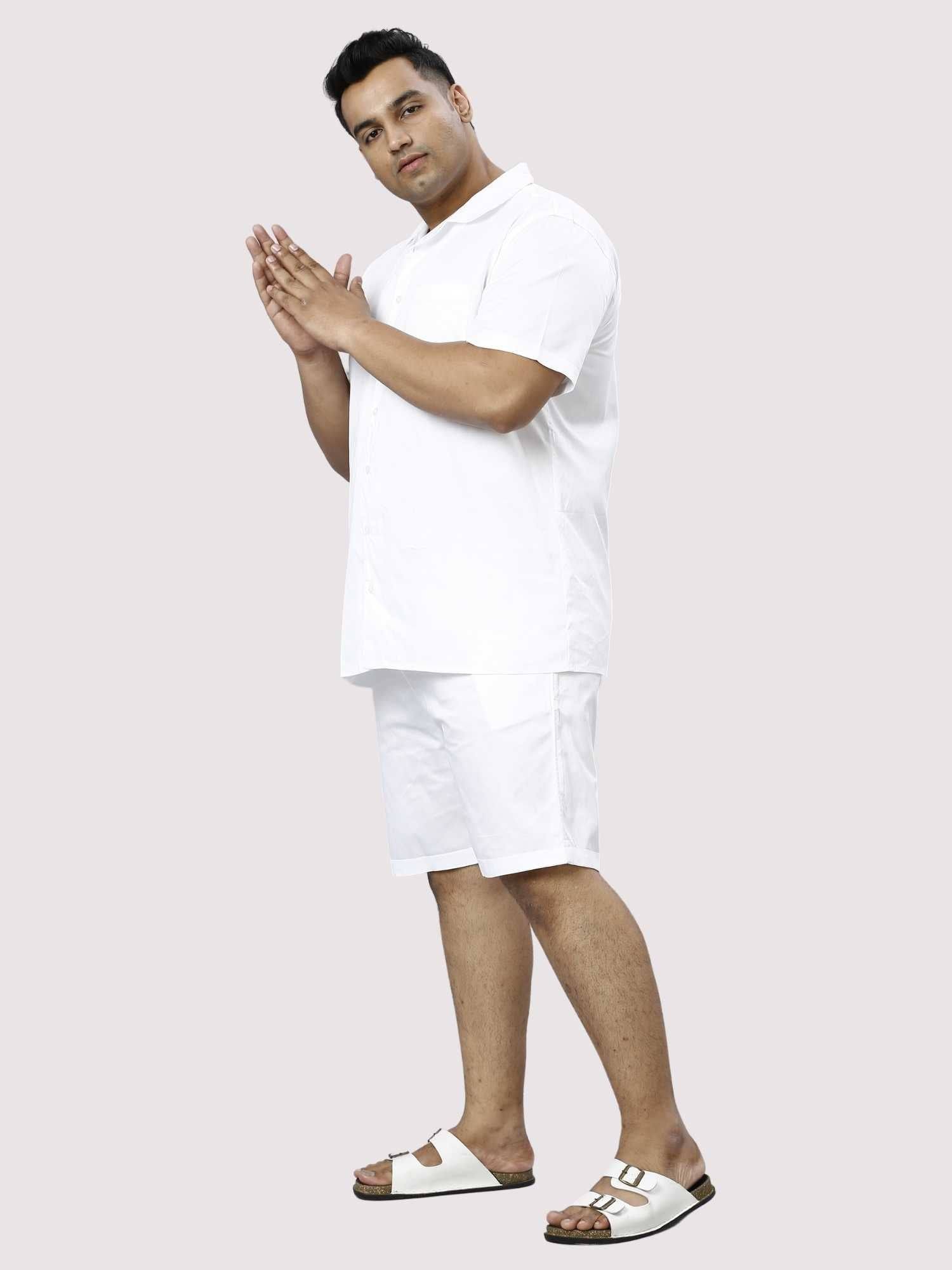 Titan Solid White Half Co-ords Set Men's Plus Size - Guniaa Fashions