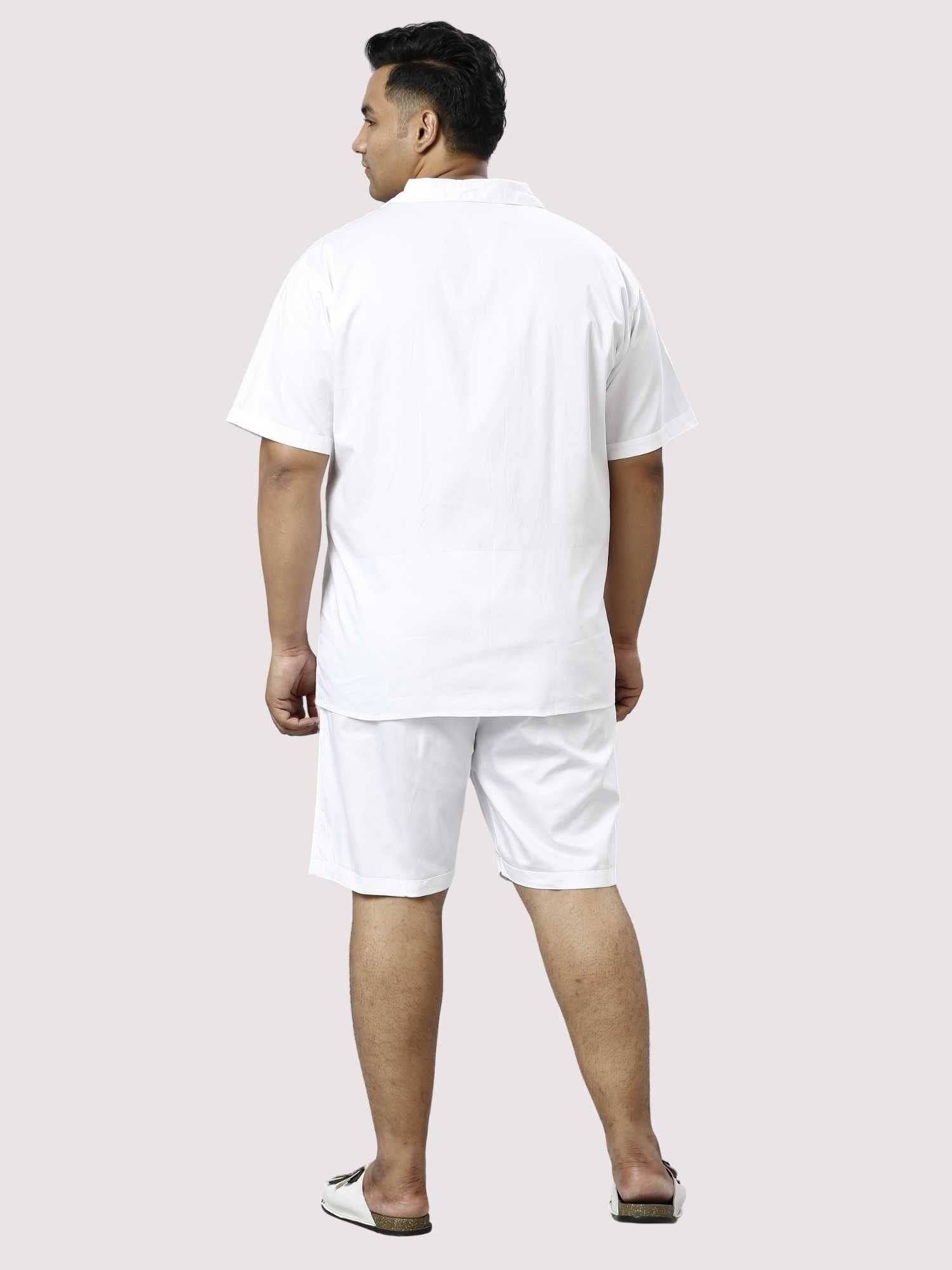 Titan Solid White Half Co-ords Set Men's Plus Size - Guniaa Fashions