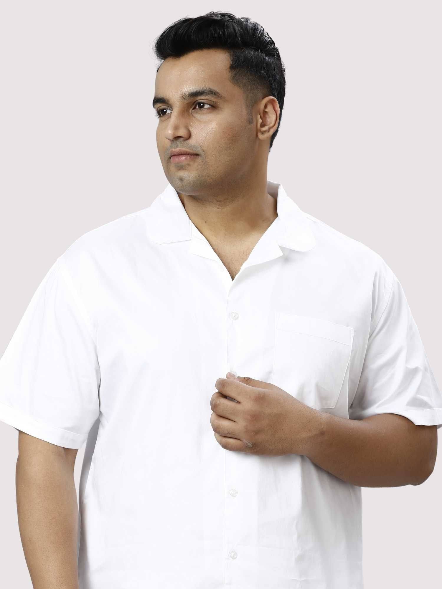 Titan Solid White Half Co-ords Set Men's Plus Size - Guniaa Fashions