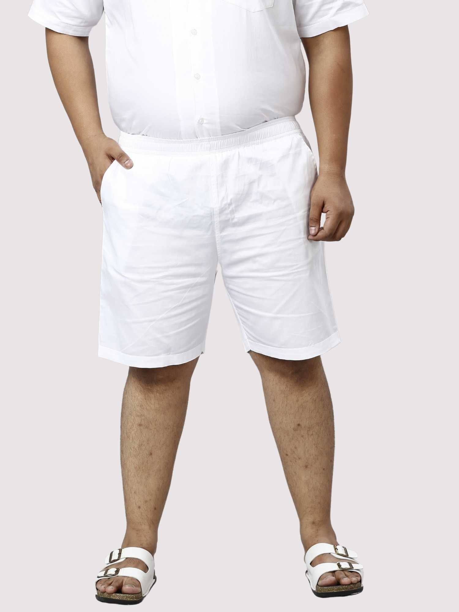 Titan Solid White Half Co-ords Set Men's Plus Size - Guniaa Fashions