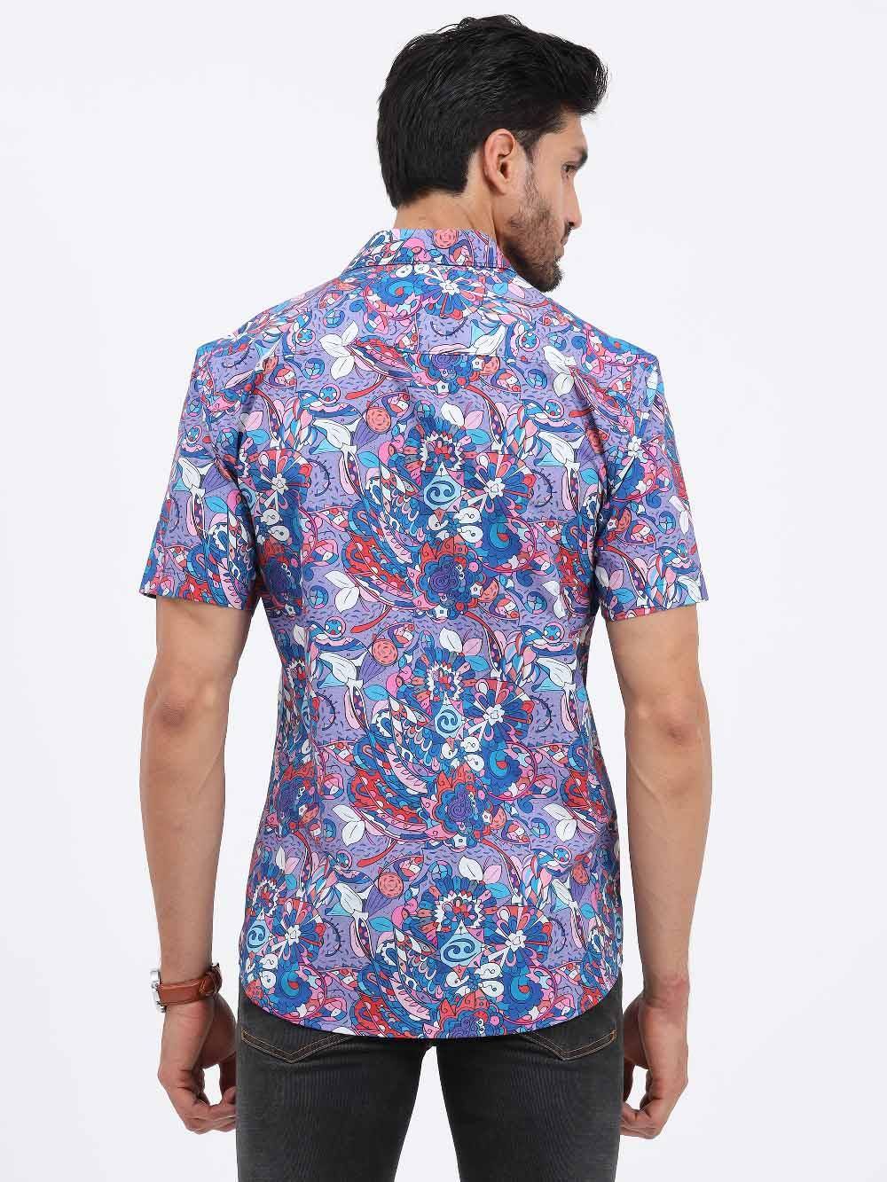 Tracery Digital Printed Cotton Half Sleeve Shirt - Guniaa Fashions