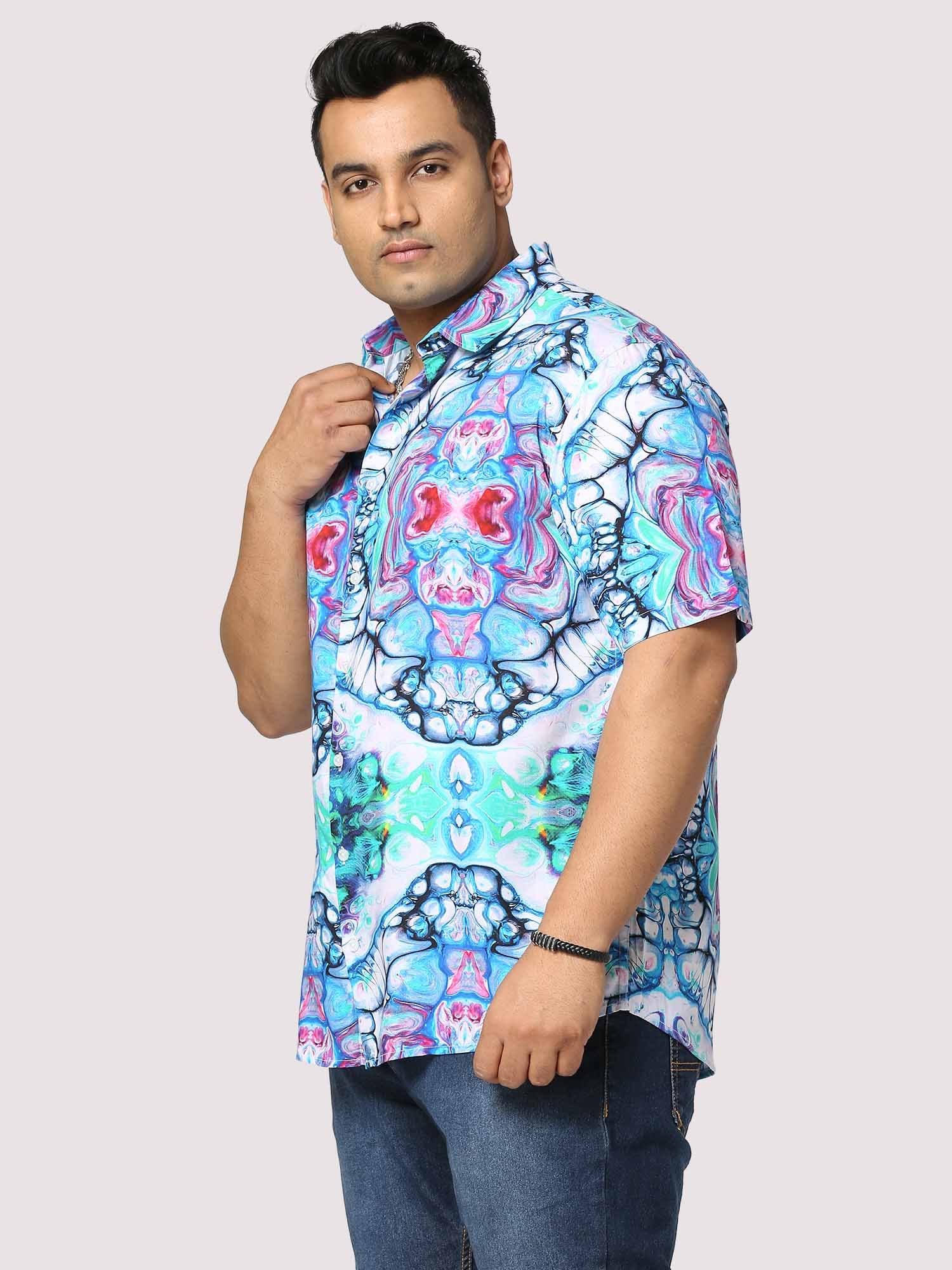 Trance Digital Printed Half Shirt Men's Plus Size - Guniaa Fashions