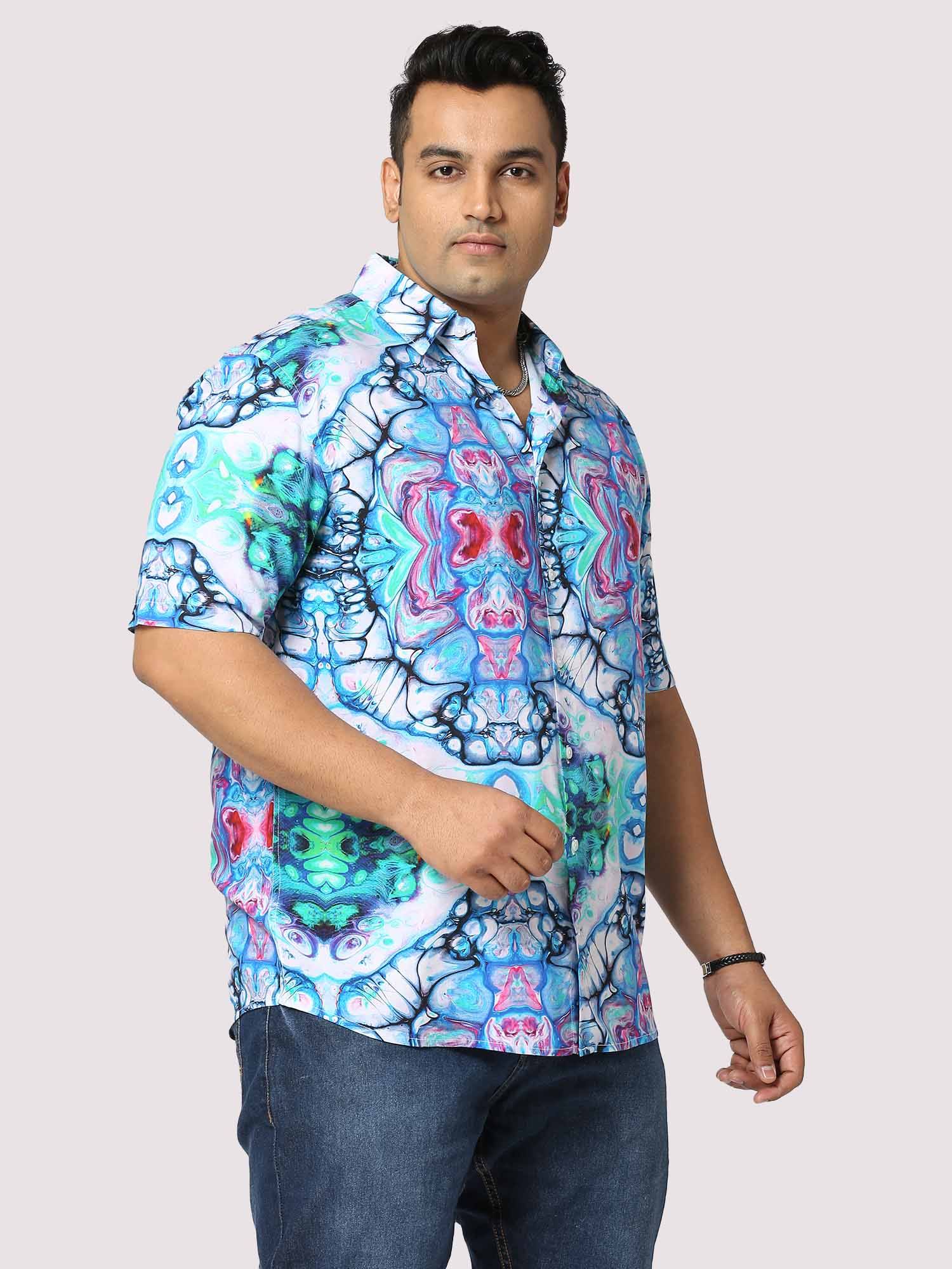 Trance Digital Printed Half Shirt Men's Plus Size - Guniaa Fashions