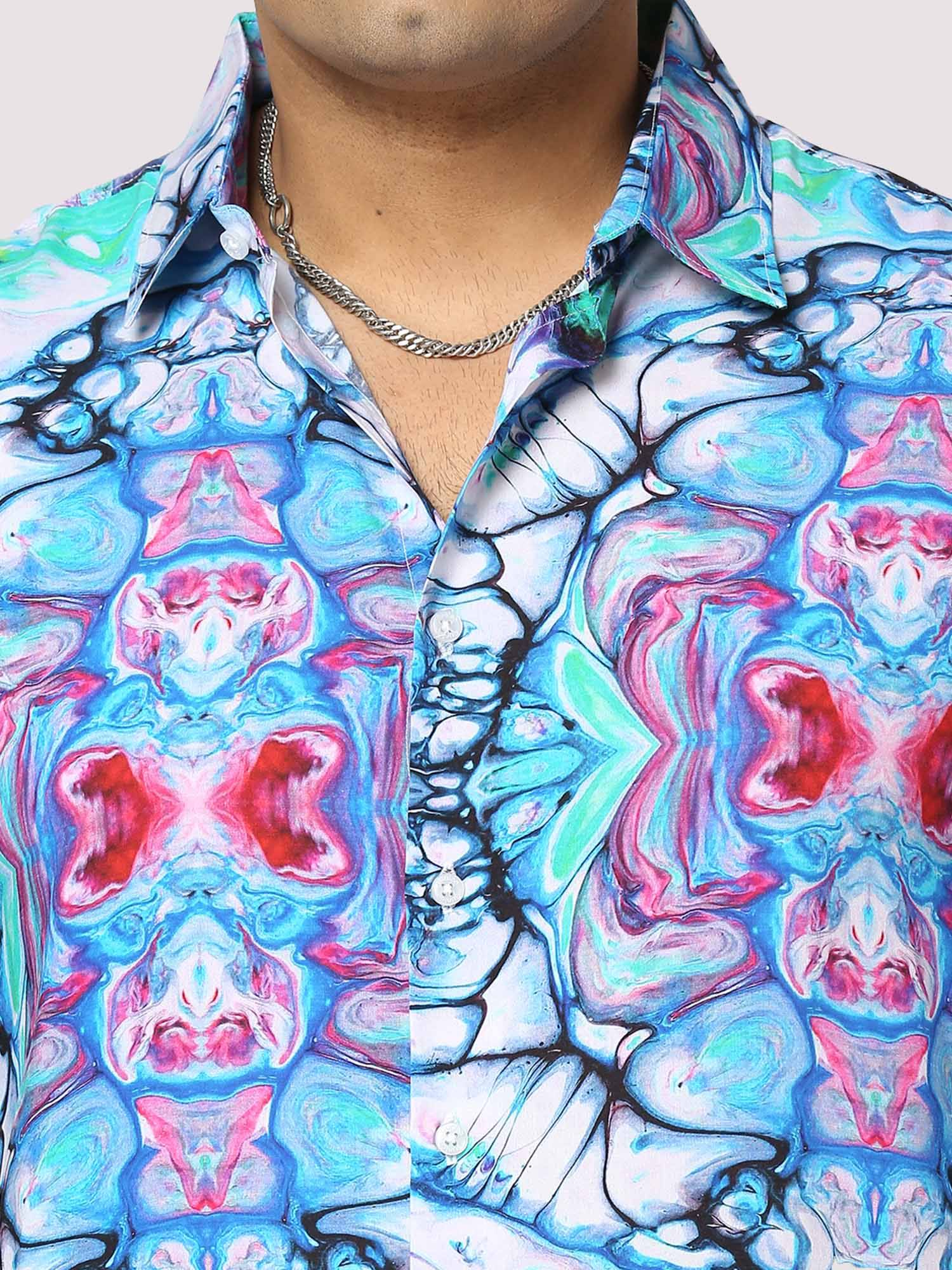 Trance Digital Printed Half Shirt Men's Plus Size - Guniaa Fashions