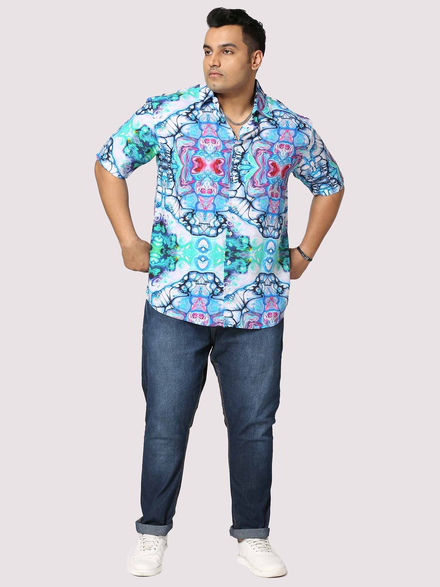 Trance Digital Printed Half Shirt Men's Plus Size - Guniaa Fashions