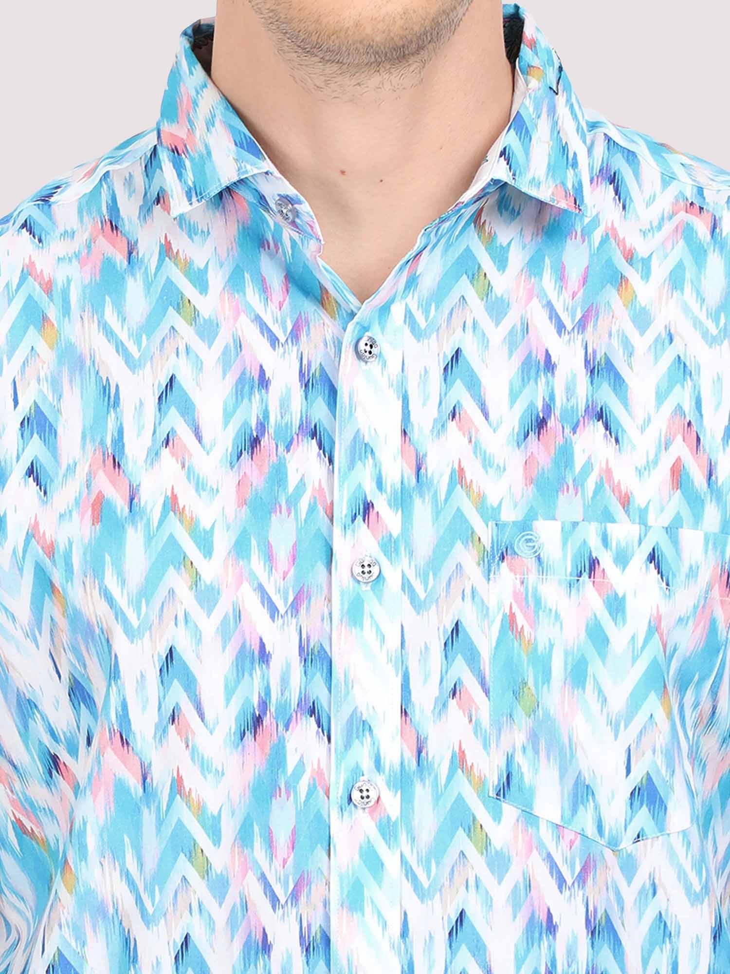 Triangle Waves Digital Printed Half Shirt - Guniaa Fashions