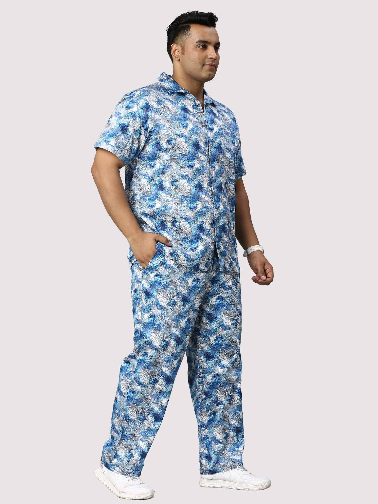 Tropical Blue Digital Printed Full Co-Ords Men's Plus Size - Guniaa Fashions