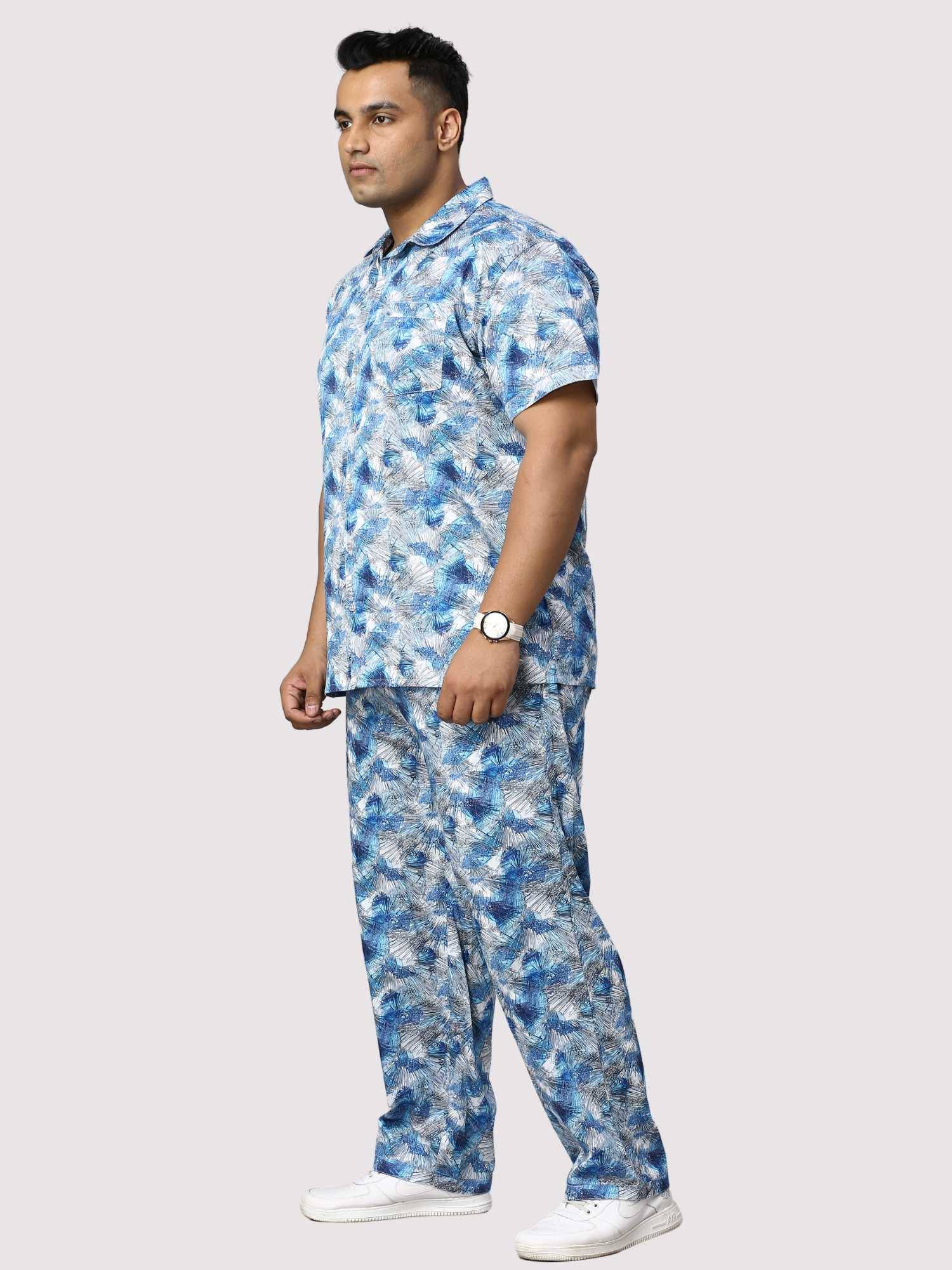 Tropical Blue Digital Printed Full Co-Ords Men's Plus Size - Guniaa Fashions