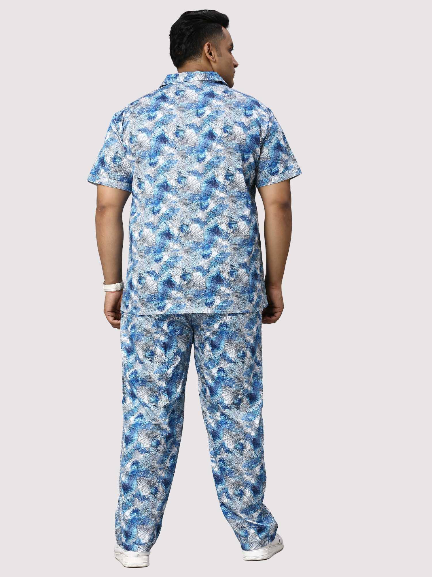 Tropical Blue Digital Printed Full Co-Ords Men's Plus Size - Guniaa Fashions