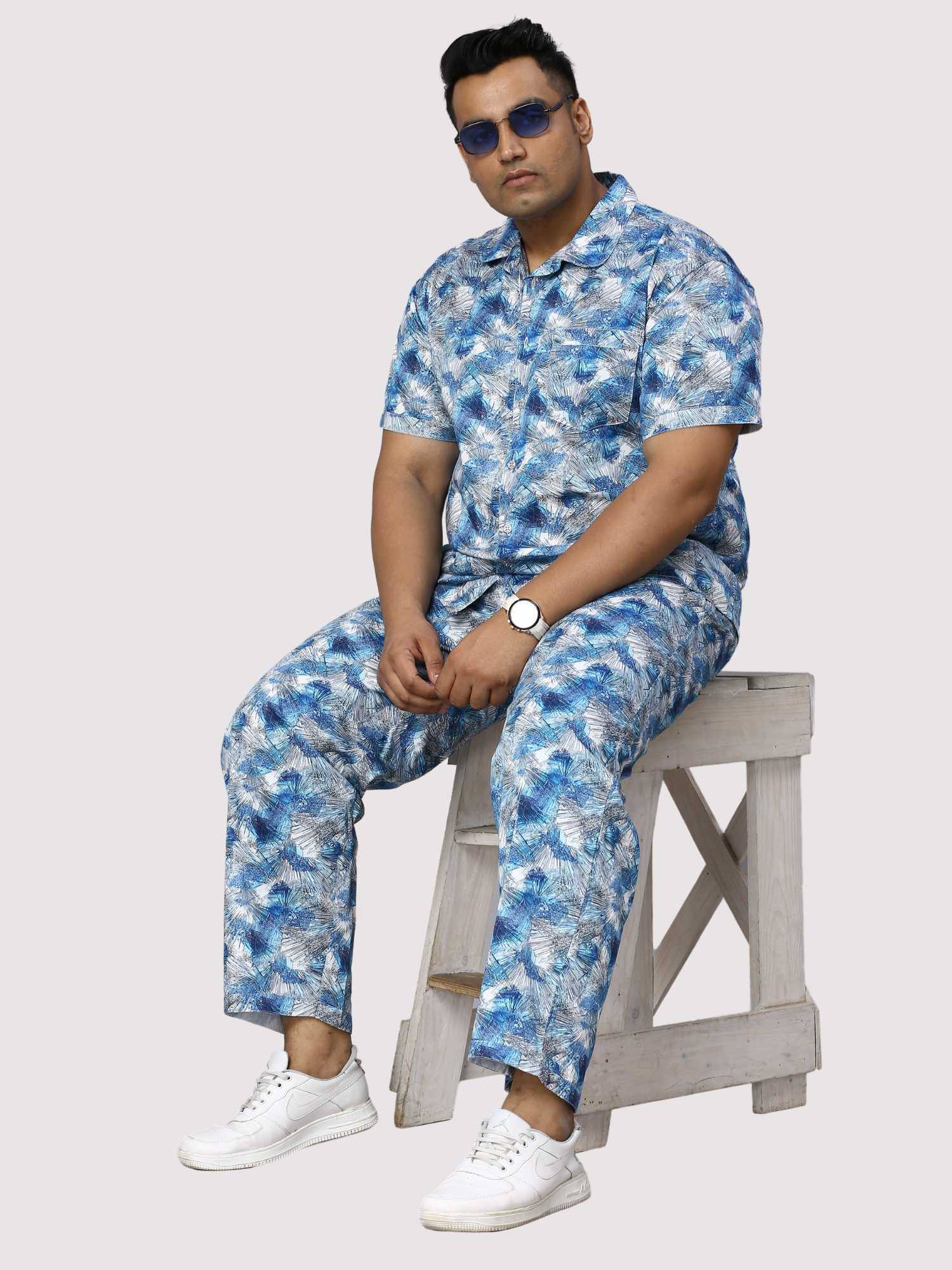 Tropical Blue Digital Printed Full Co-Ords Men's Plus Size - Guniaa Fashions