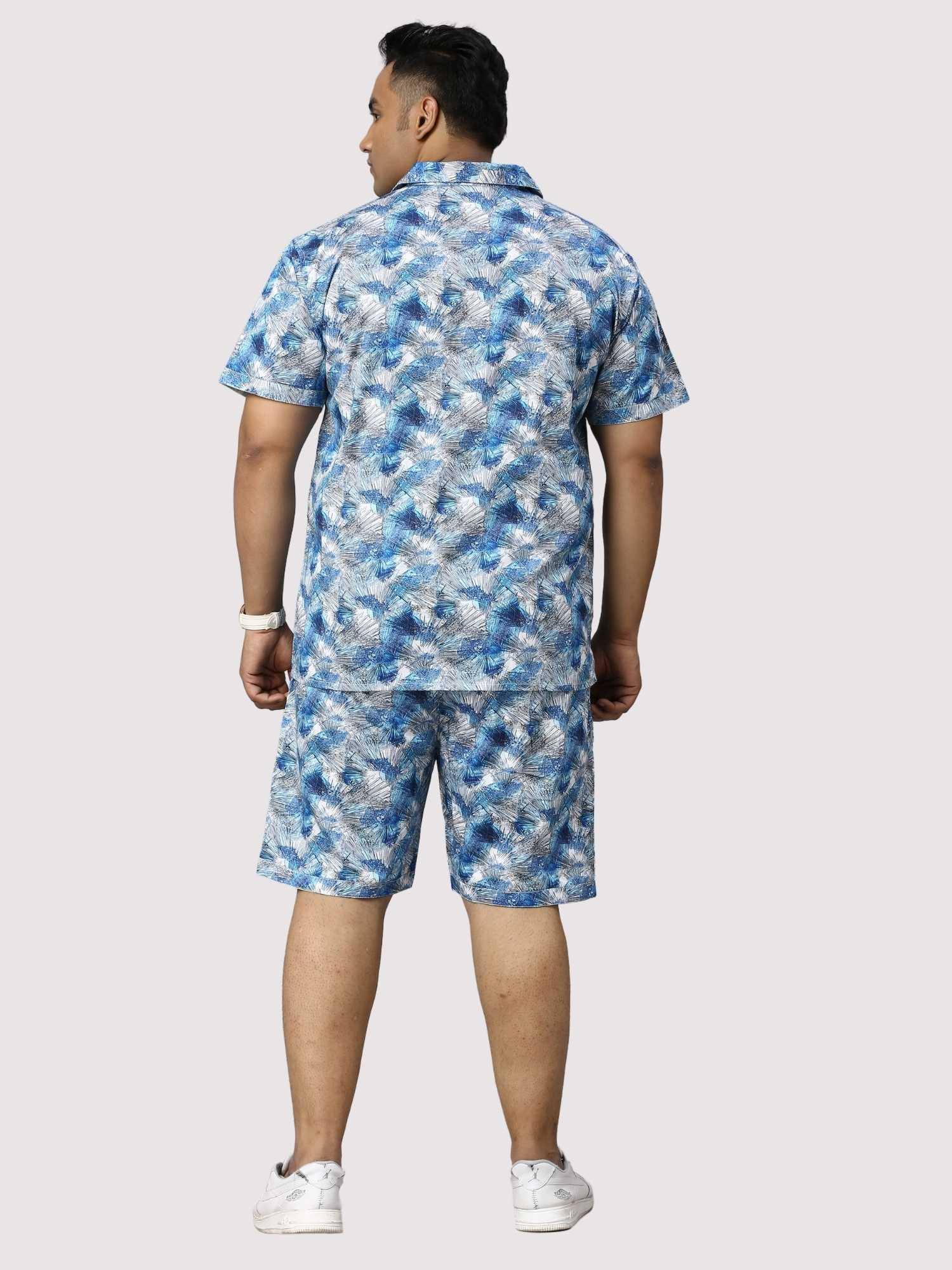 Tropical Blue Digital Printed Half Co-Ords Men's Plus Size - Guniaa Fashions