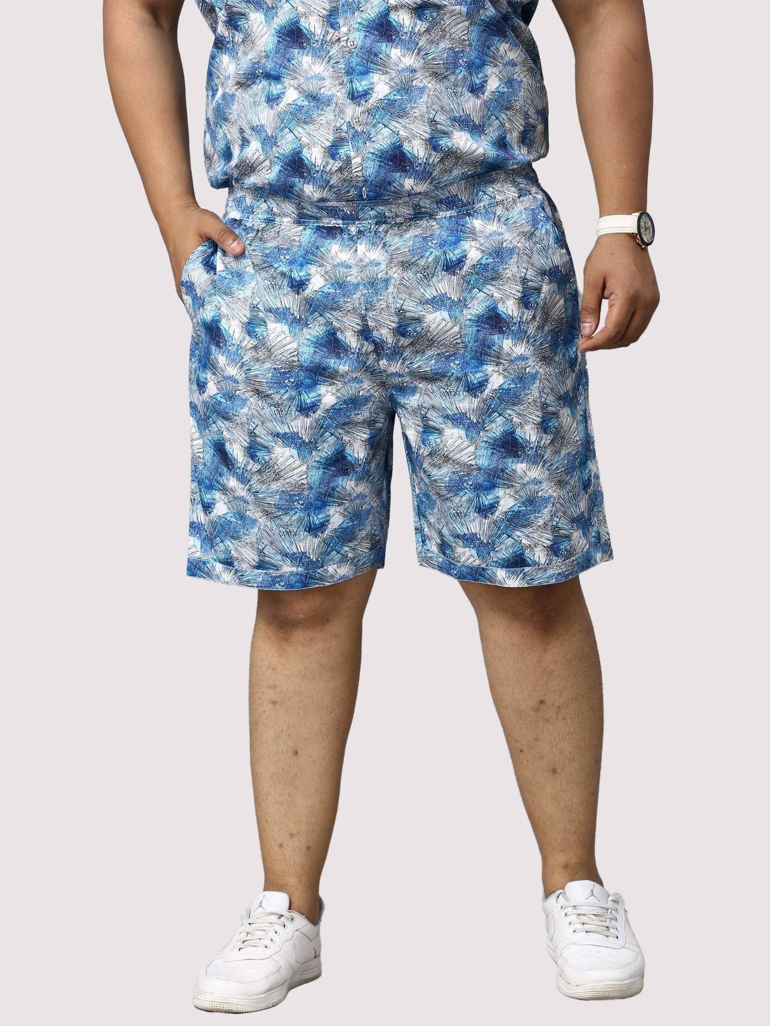 Tropical Blue Digital Printed Half Co-Ords Men's Plus Size - Guniaa Fashions