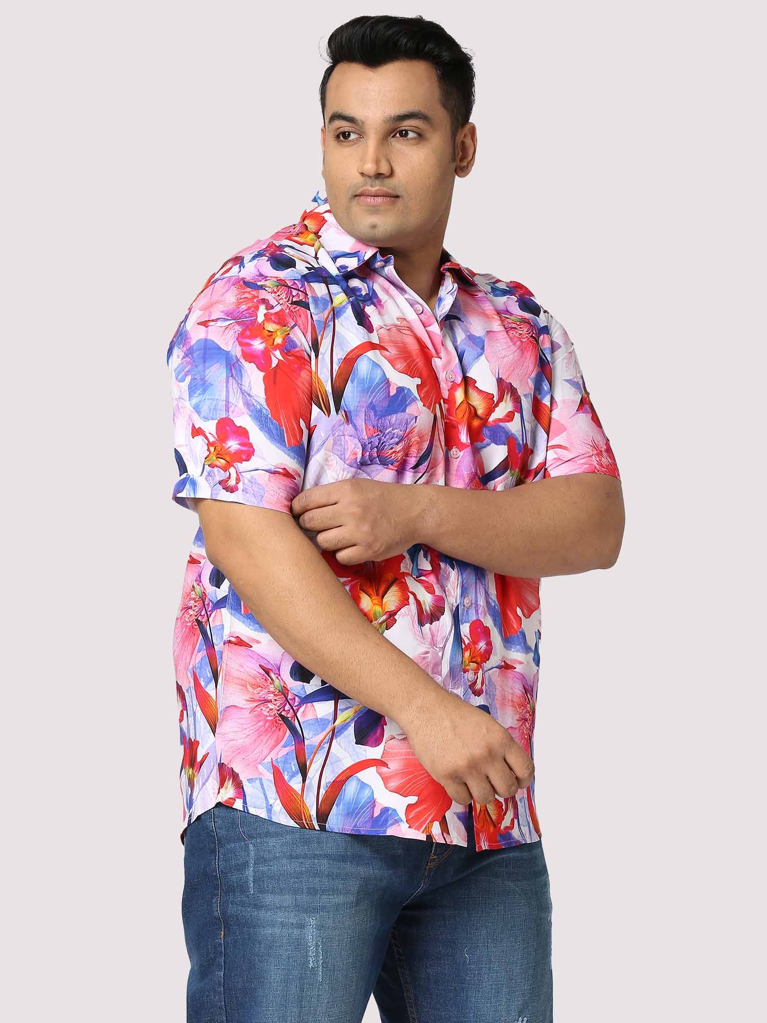 Tropical Digital Printed Half Shirt Men's Plus Size - Guniaa Fashions