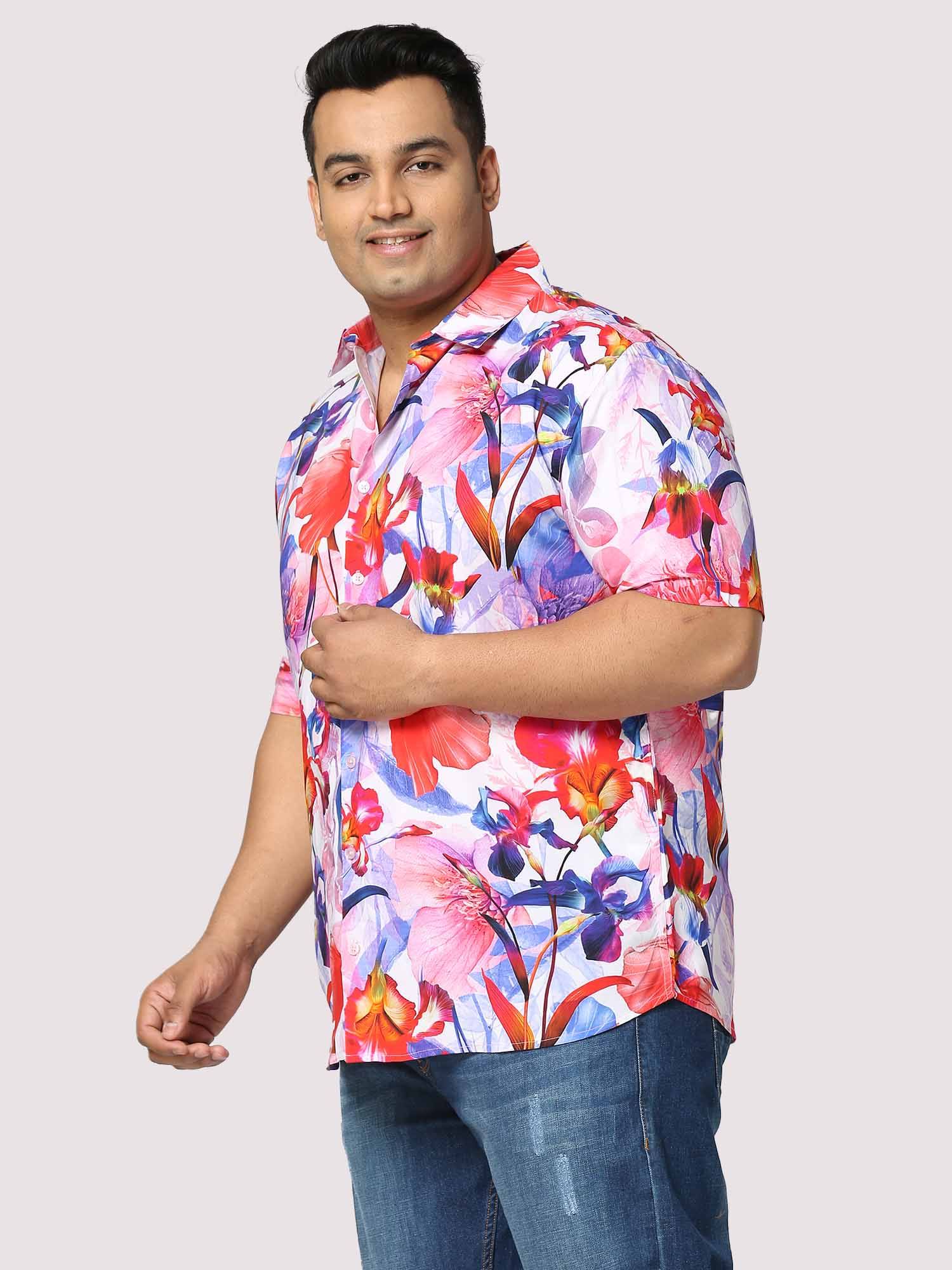 Tropical Digital Printed Half Shirt Men's Plus Size - Guniaa Fashions