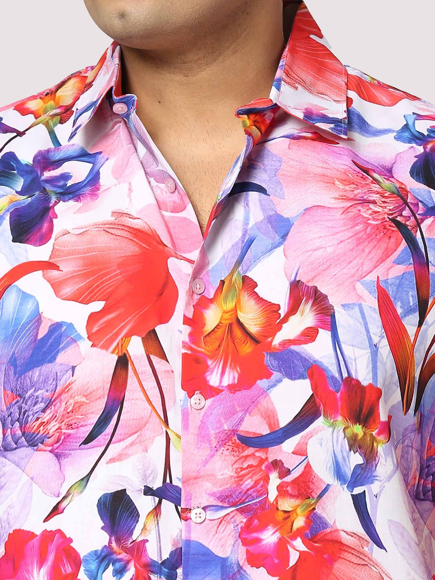 Tropical Digital Printed Half Shirt Men's Plus Size - Guniaa Fashions