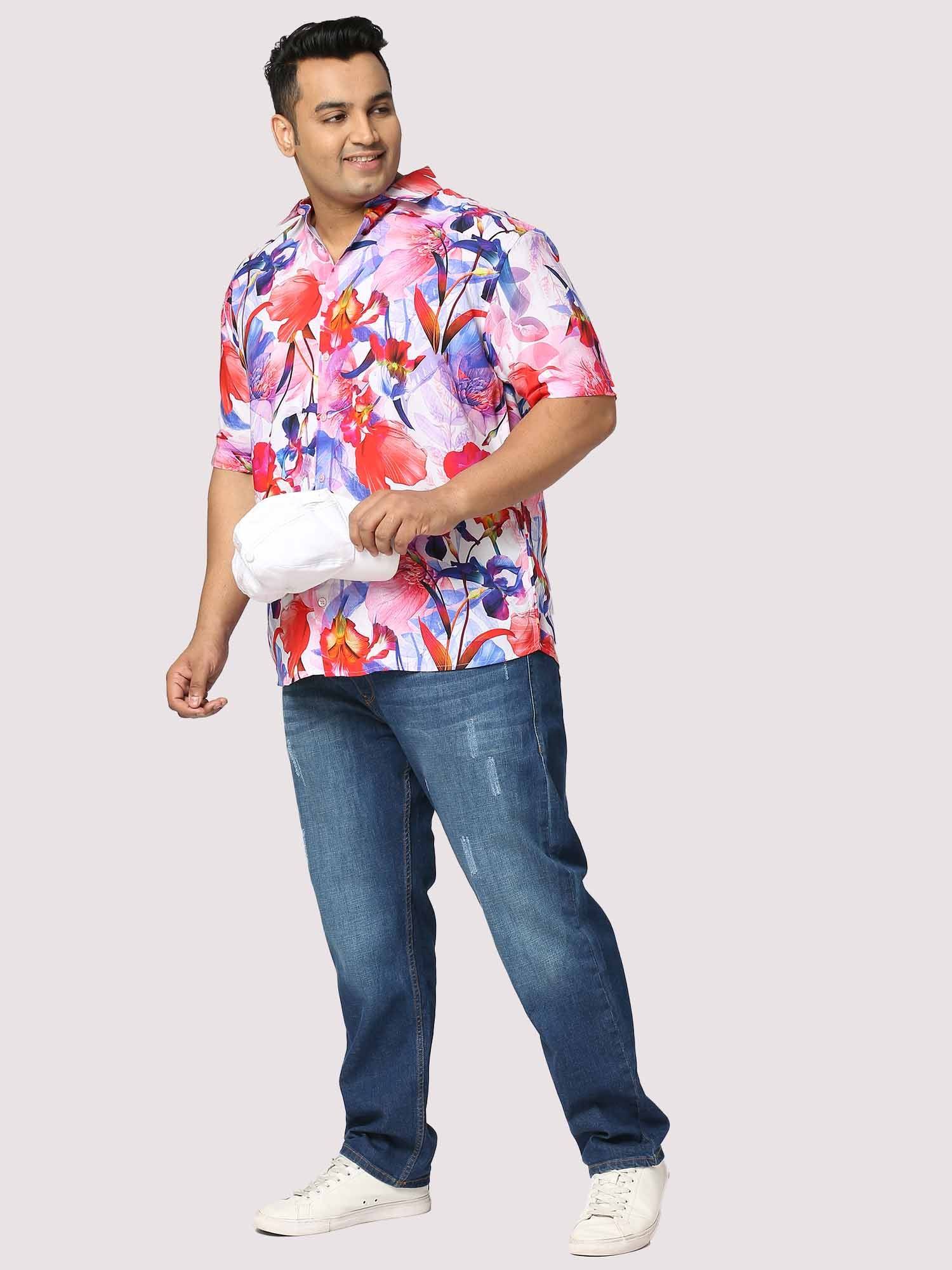 Tropical Digital Printed Half Shirt Men's Plus Size - Guniaa Fashions