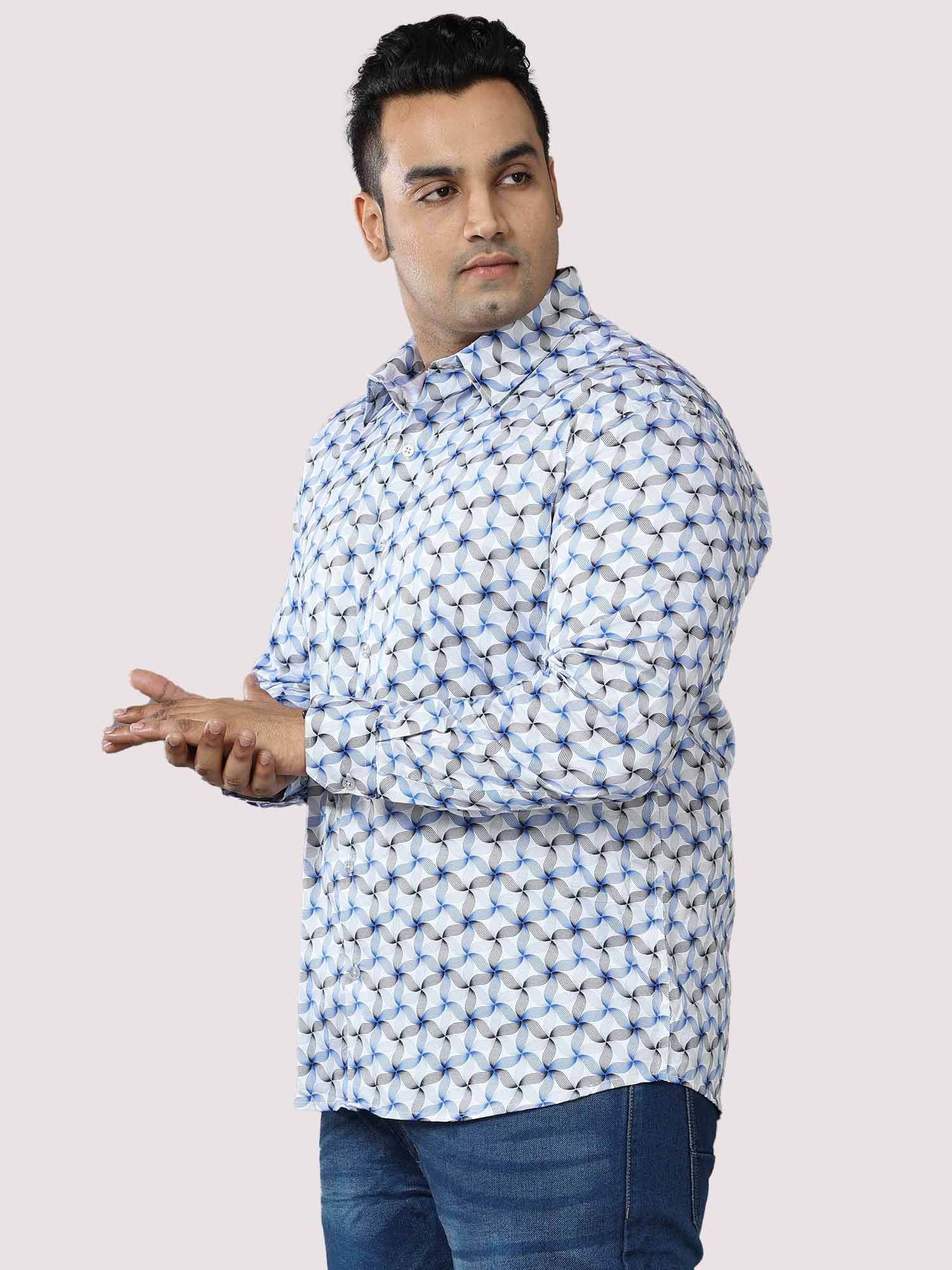 Twisted Flower Printed Cotton Full Shirt Men's Plus Size - Guniaa Fashions