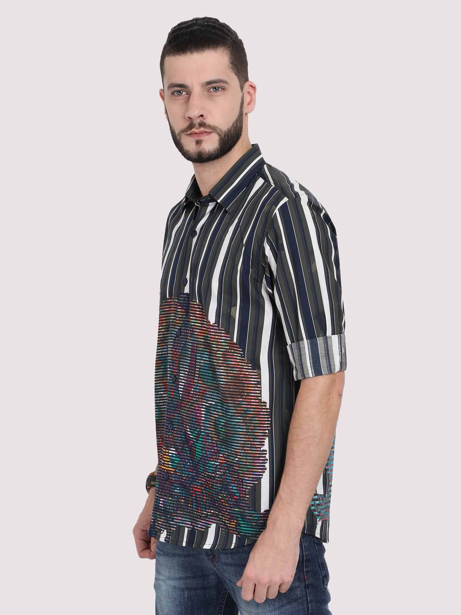 Verti Horzi Stripes Party Wear Shirt - Guniaa Fashions