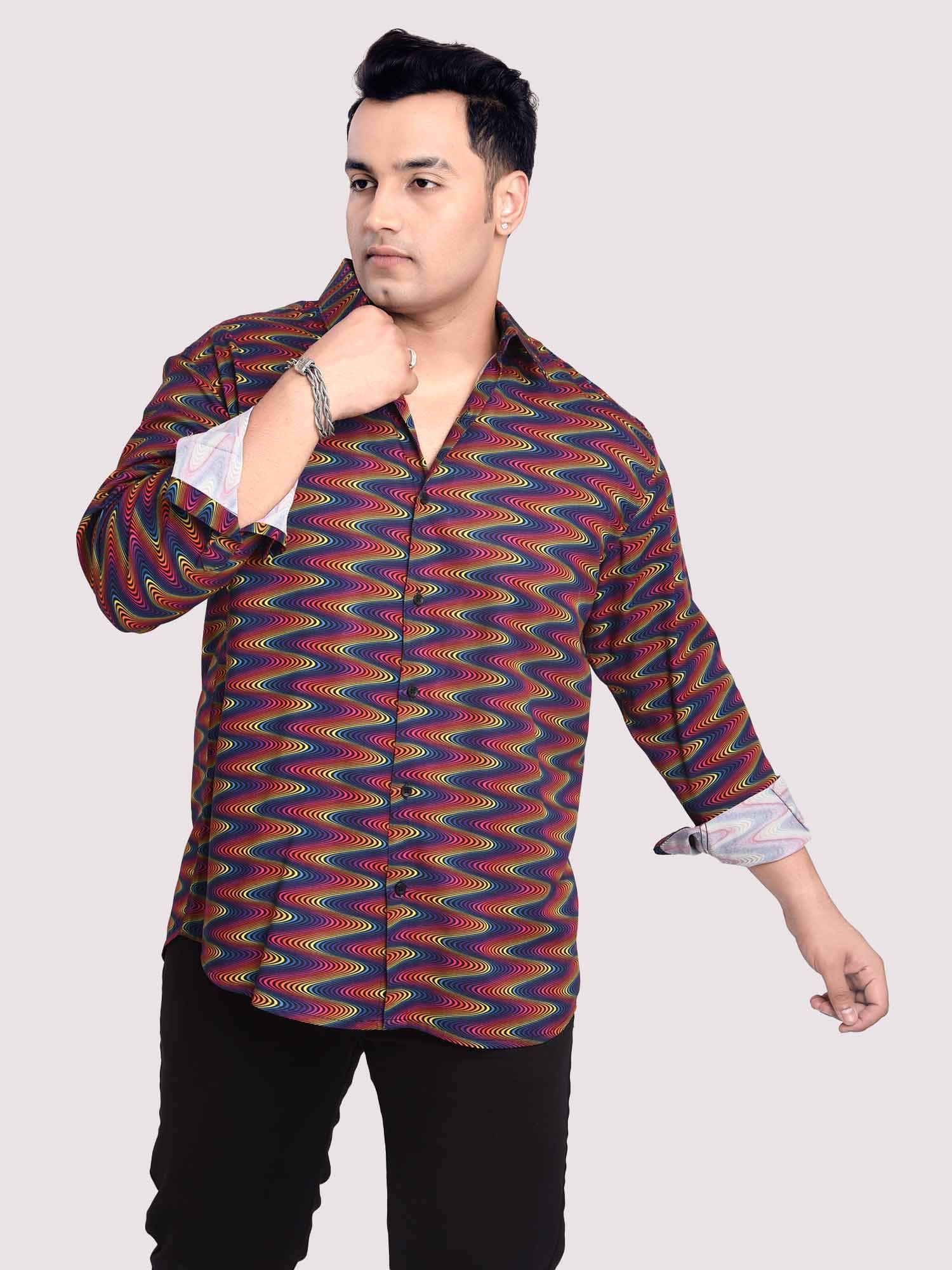 Wave Printed Cotton Full sleeve Men's Plus size - Guniaa Fashions