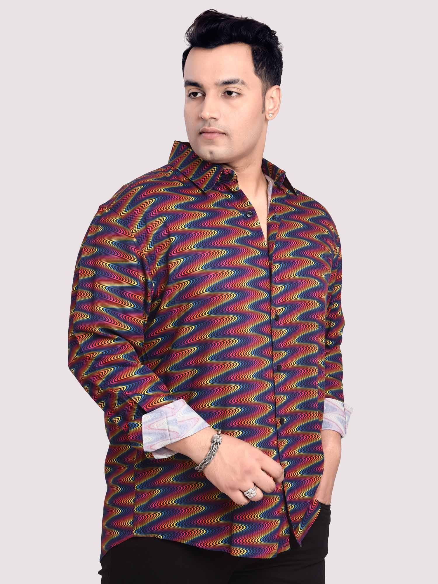 Wave Printed Cotton Full sleeve Men's Plus size - Guniaa Fashions