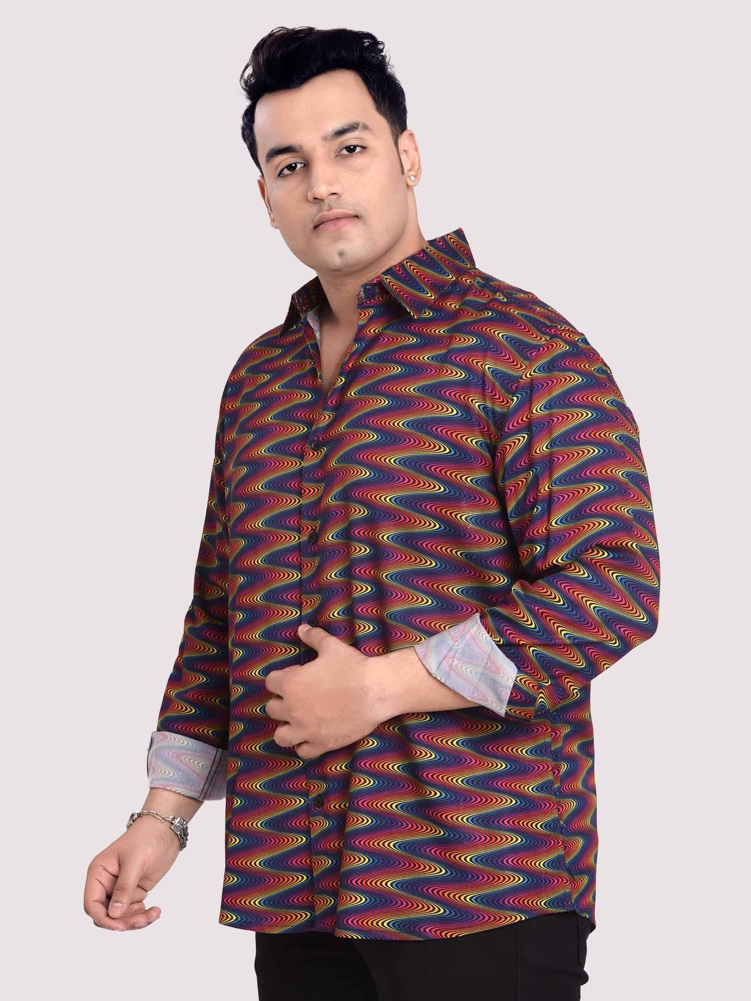 Wave Printed Cotton Full sleeve Men's Plus size - Guniaa Fashions