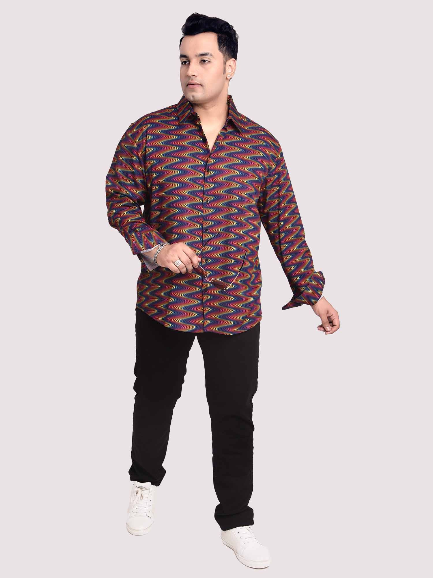 Wave Printed Cotton Full sleeve Men's Plus size - Guniaa Fashions