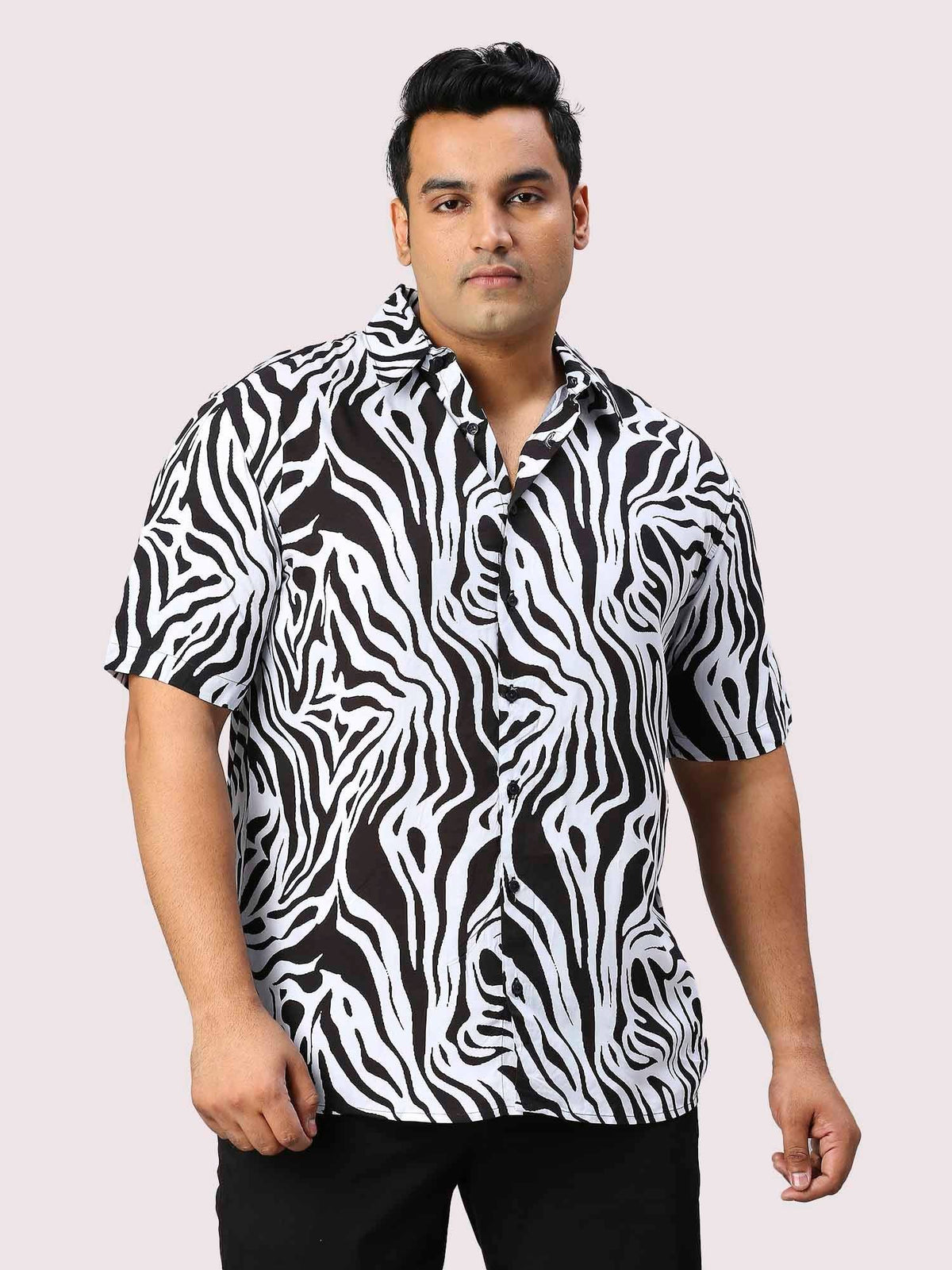 Wavelet Digital Printed Half Sleeve Men's Plus Size Shirt - Guniaa Fashions