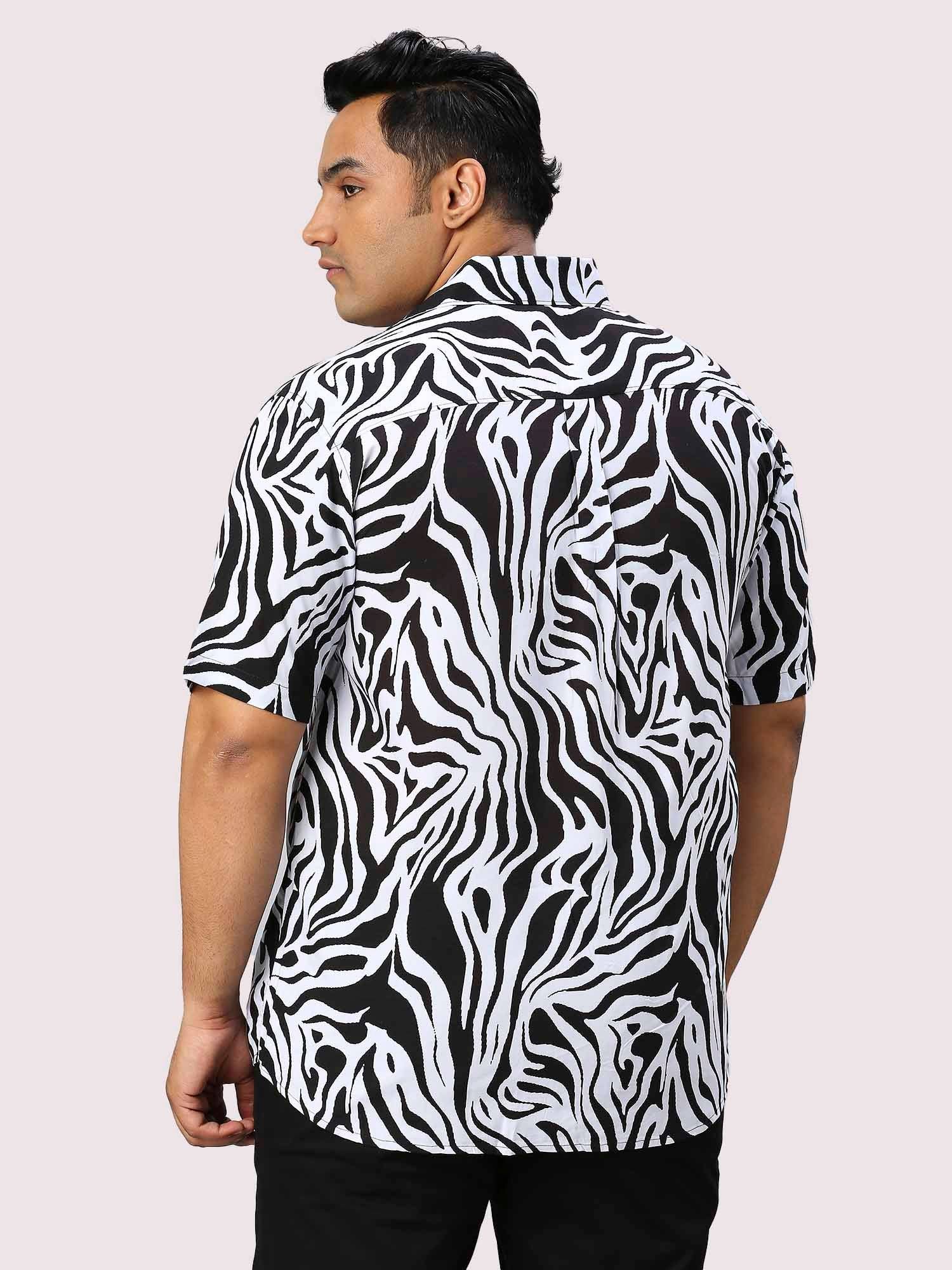 Wavelet Digital Printed Half Sleeve Men's Plus Size Shirt - Guniaa Fashions