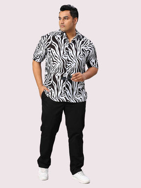 Wavelet Digital Printed Half Sleeve Men's Plus Size Shirt - Guniaa Fashions