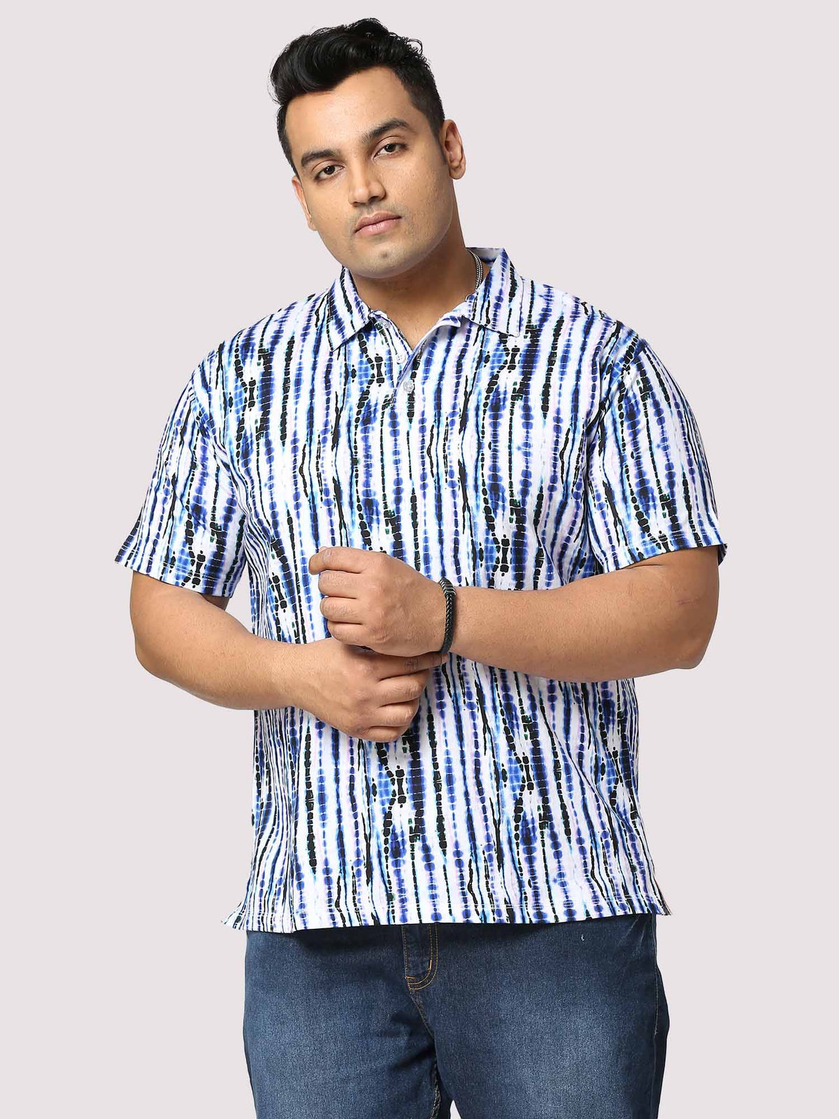 Waves Half Sleeves Digital Printed Shirt Men's Plus Size - Guniaa Fashions